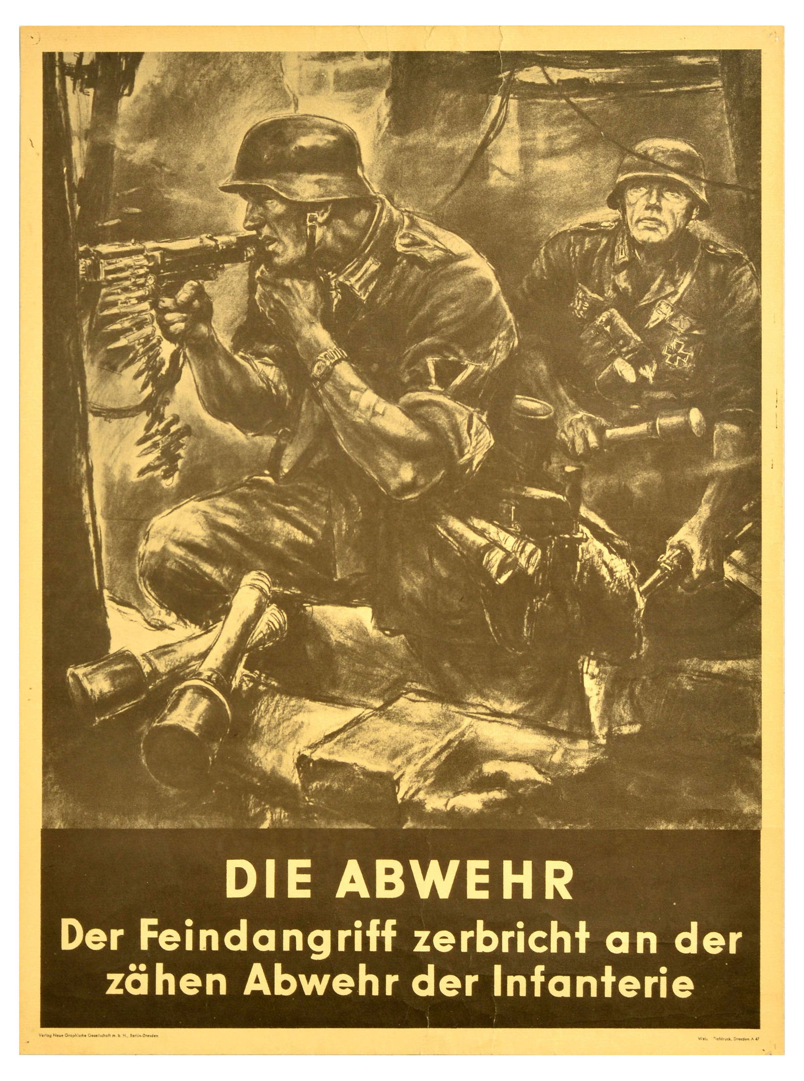 War Poster Abwehr Defence Nazi Soldier WWII Grenade Gun Bunker (1 of 1)