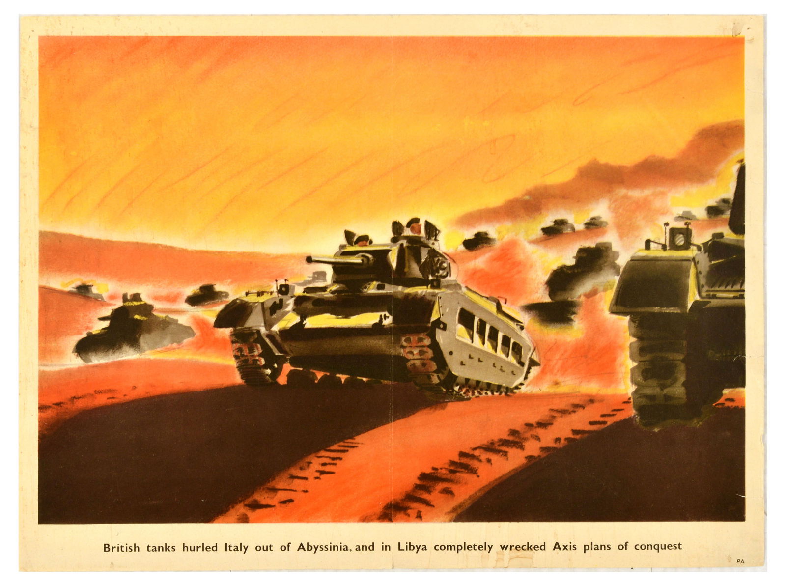 War Poster British Tanks WWII Italy Abyssinia Libya Axis (1 of 1)