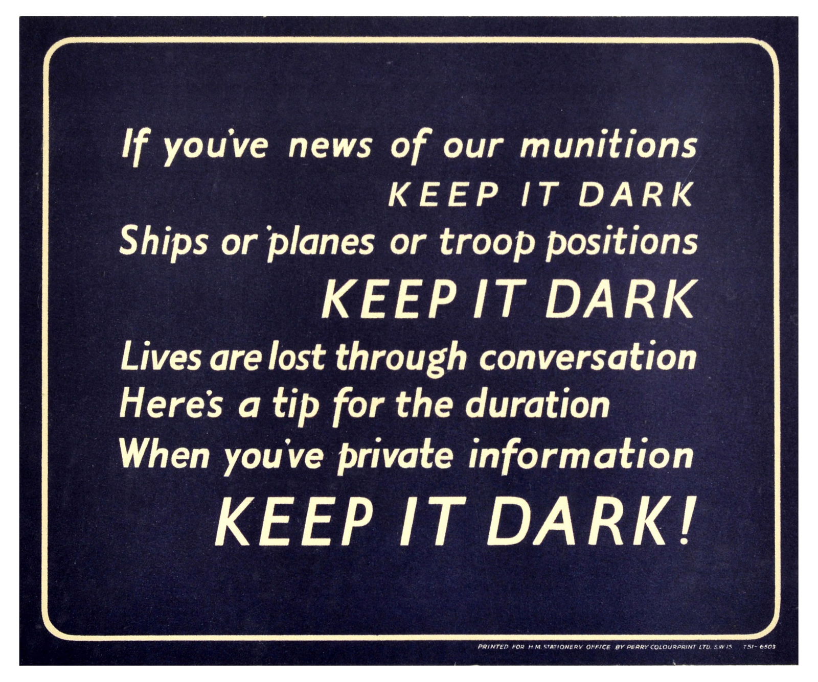 War Poster Blackout Keep It Dark WWII UK Blitz (1 of 1)
