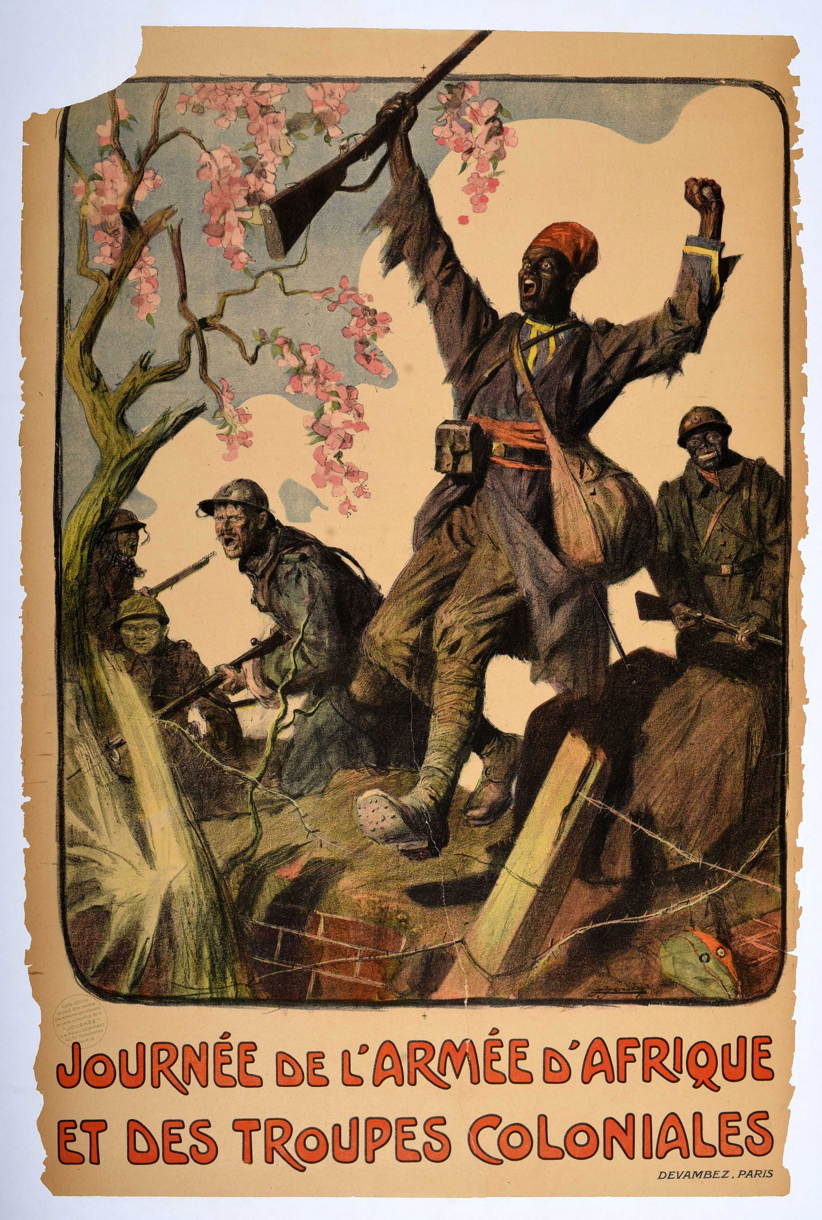 War Poster African Army Colonial Troops Day WWI France Troupes Coloniales Armee Afrique (1 of 1)