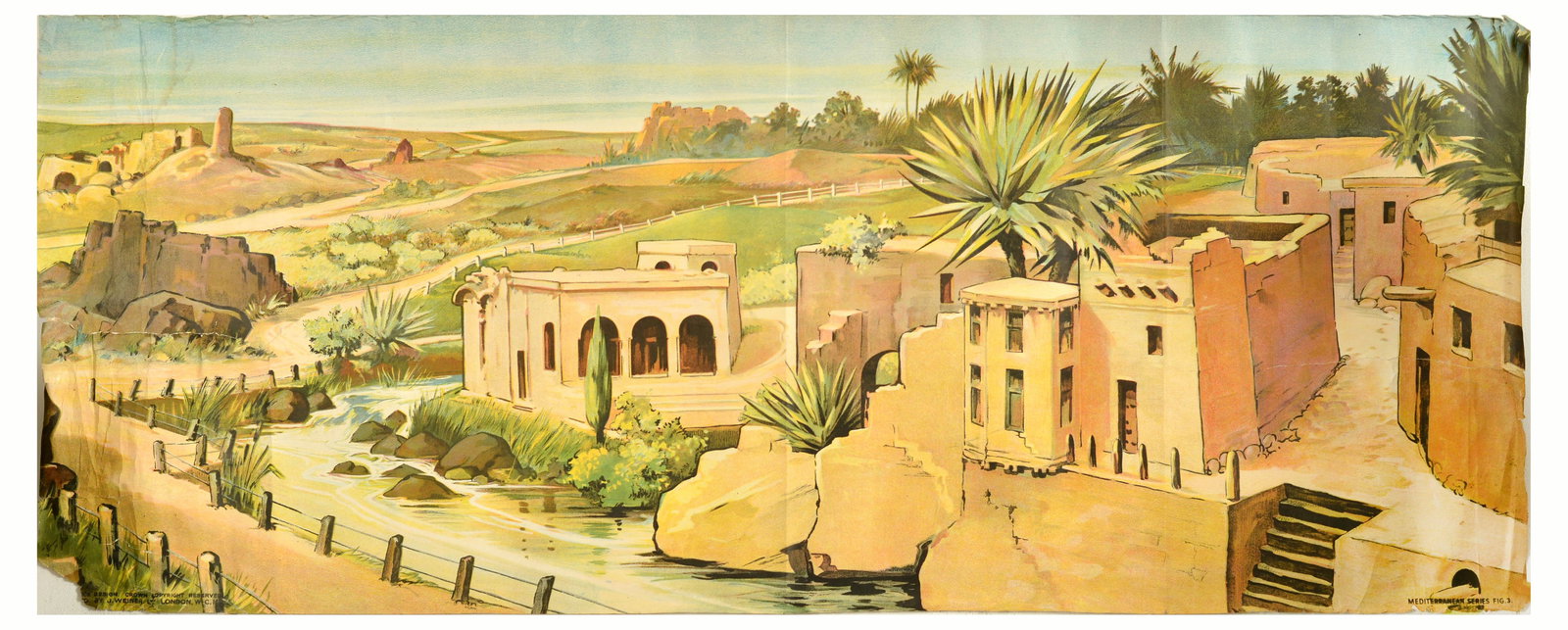 War Poster Mediterranean Series Fig 3 WWII War Office Set: War Poster Mediterranean Series Fig 3 WWII War Office Set. Set of three priginal vintage World War Two poster Mediterranean Series Fig 3 featuring War Office Design depicting buildings in the foregrou