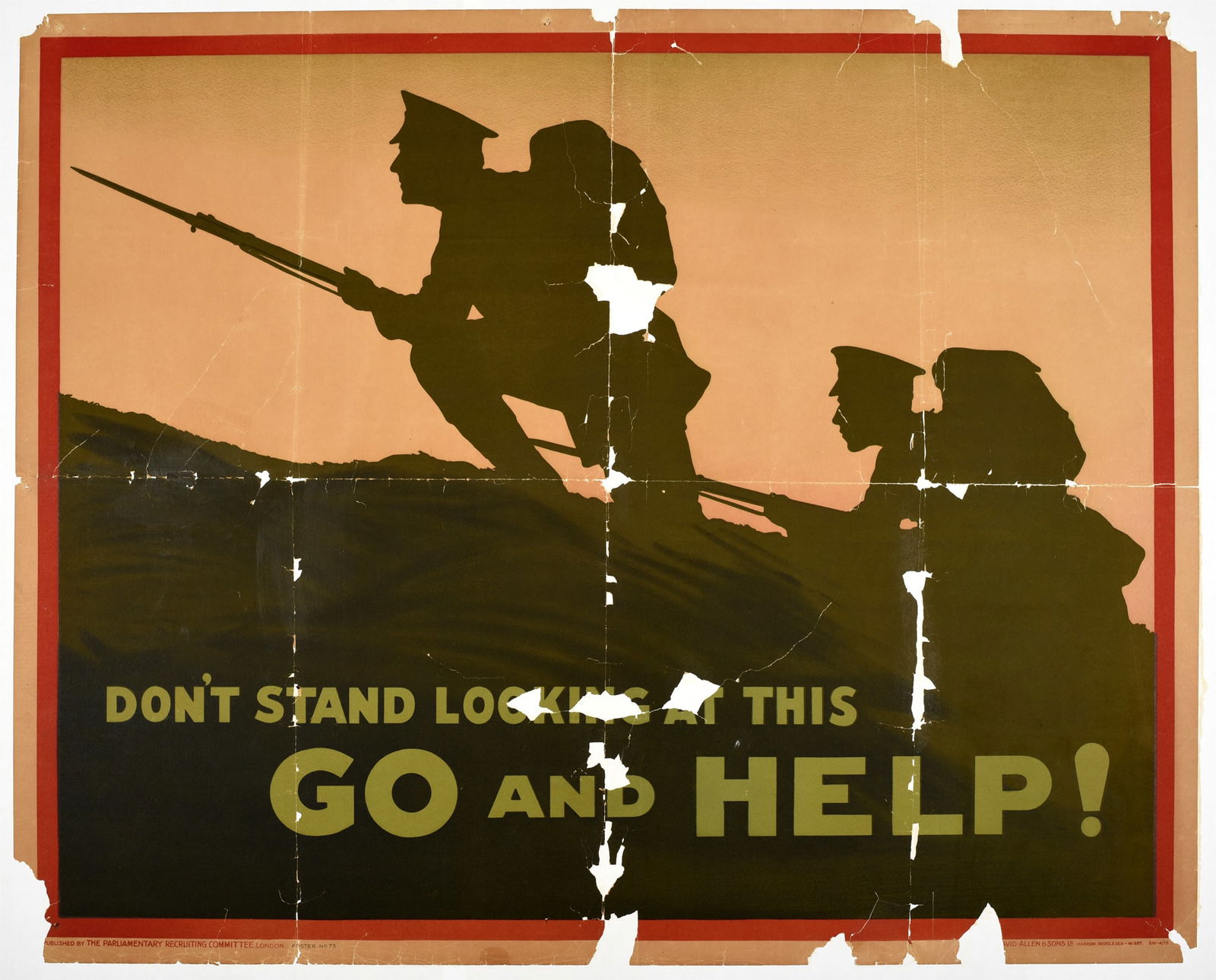 War Poster WWI Recruitment Don't Stand Looking At This Go And Help (1 of 1)