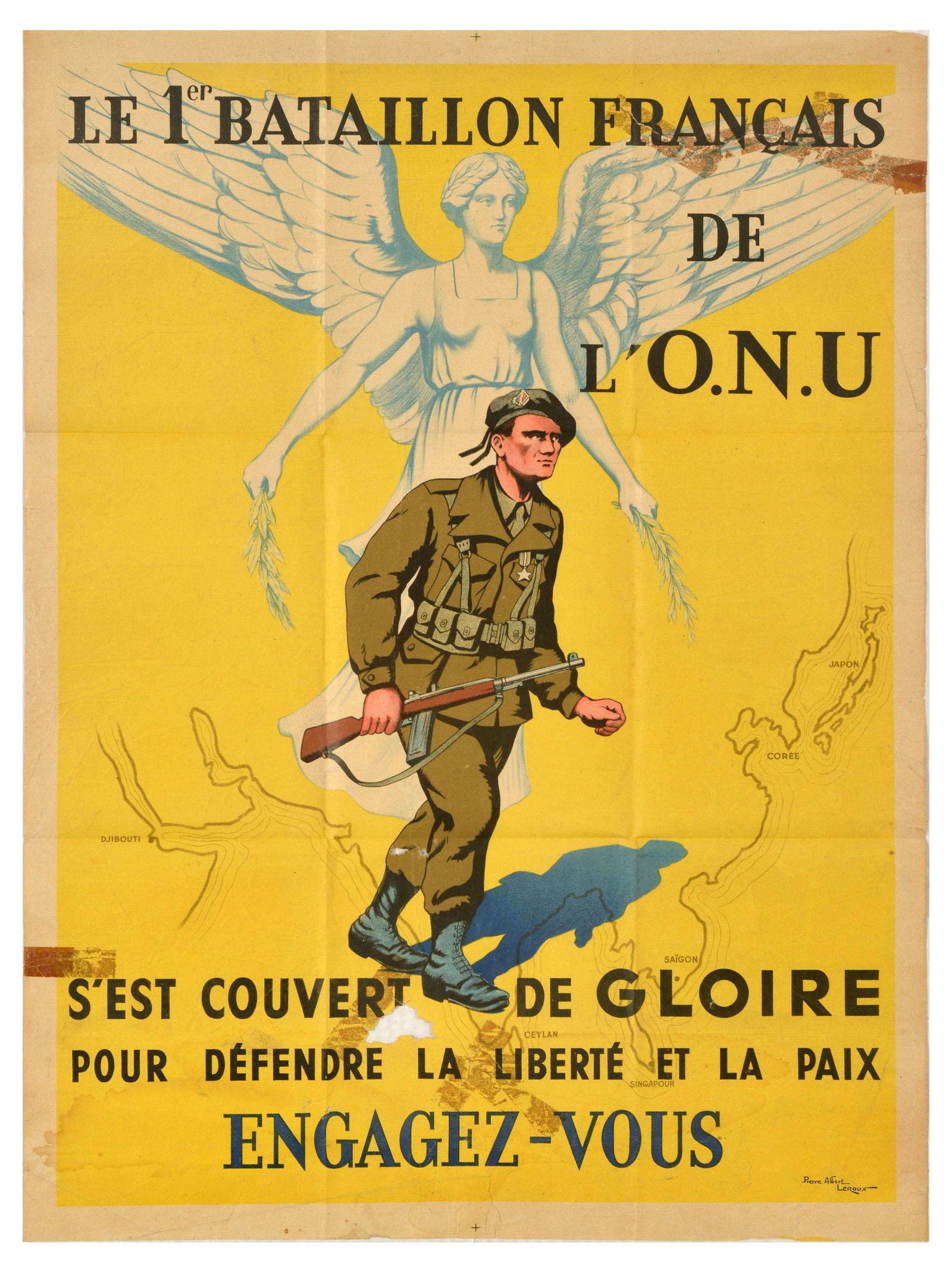 War Poster Battalion Francais Korean War UN Freedom Peace (1 of 1)