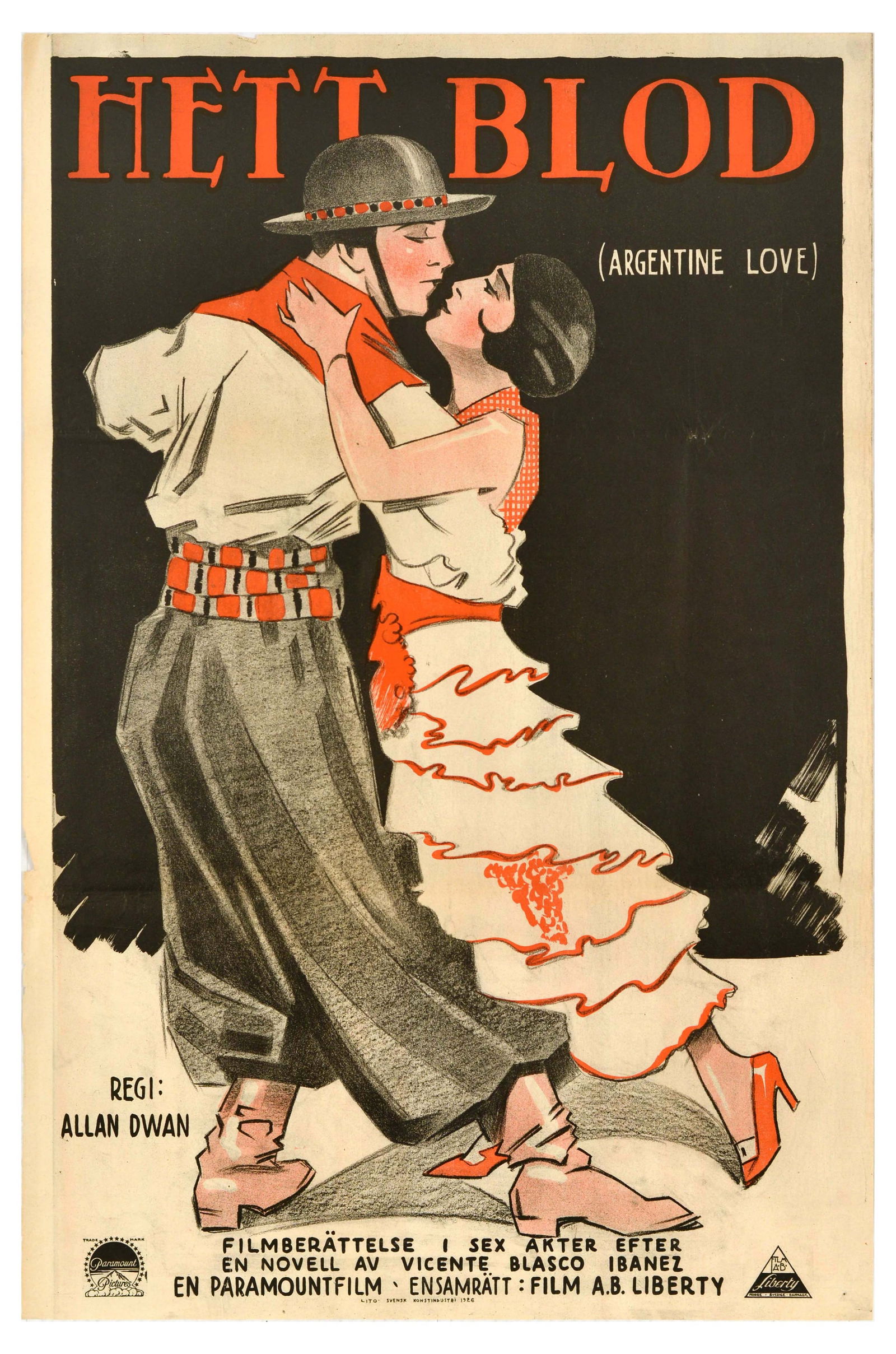 Movie Poster Hett Blod Argentine Tango Love Silent Film (1 of 1)