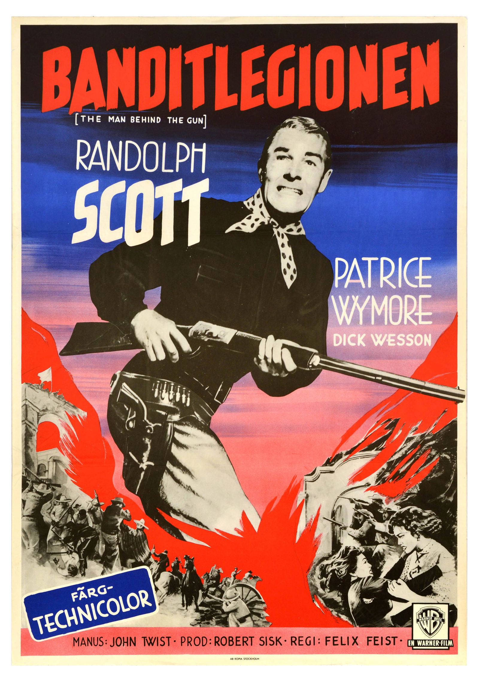 Movie Poster Man Behind Gun Banditlegionen Randolph Scott (1 of 1)