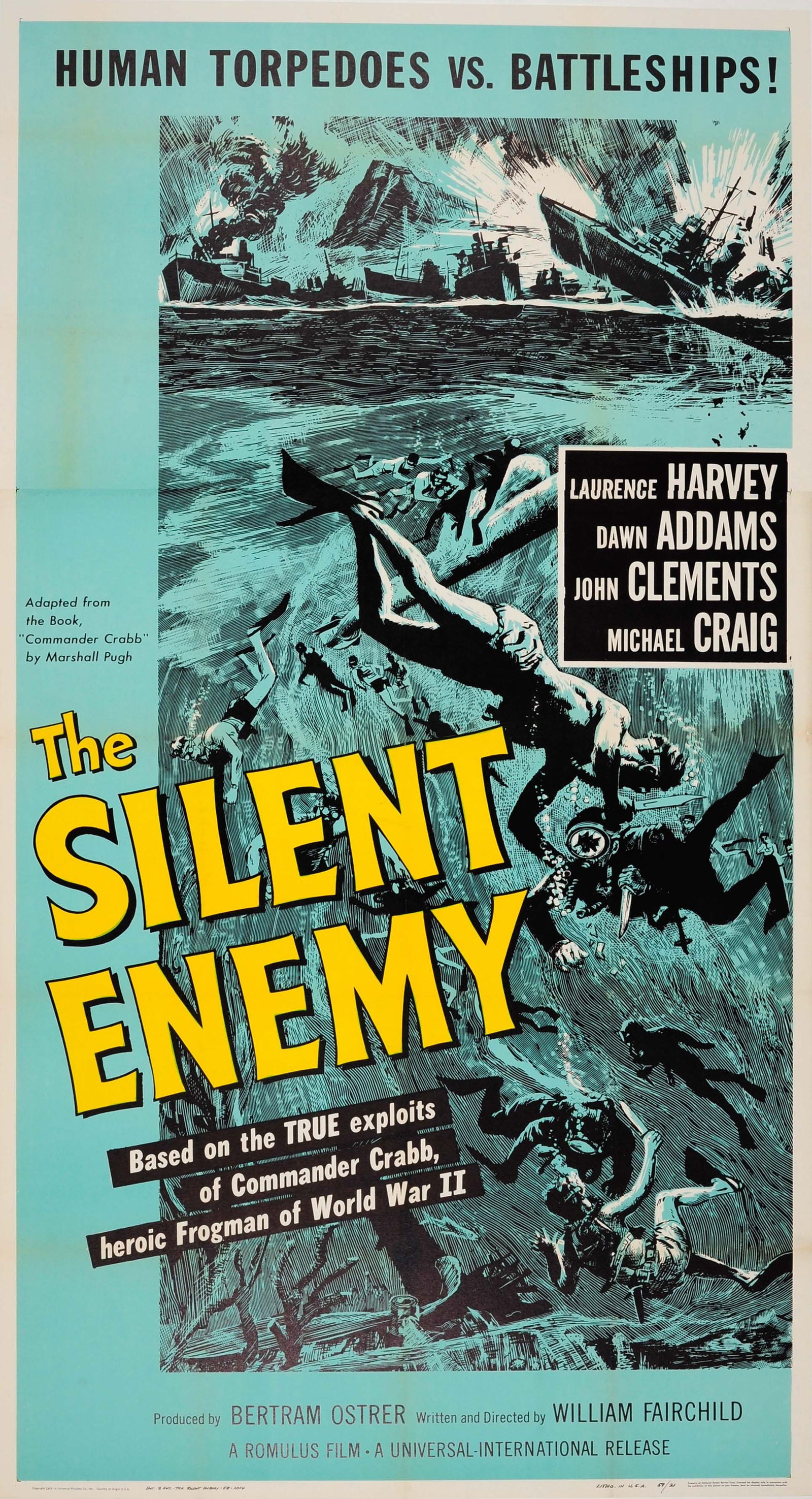 Movie Poster The Silent Enemy WWII Scuba Diver (1 of 1)