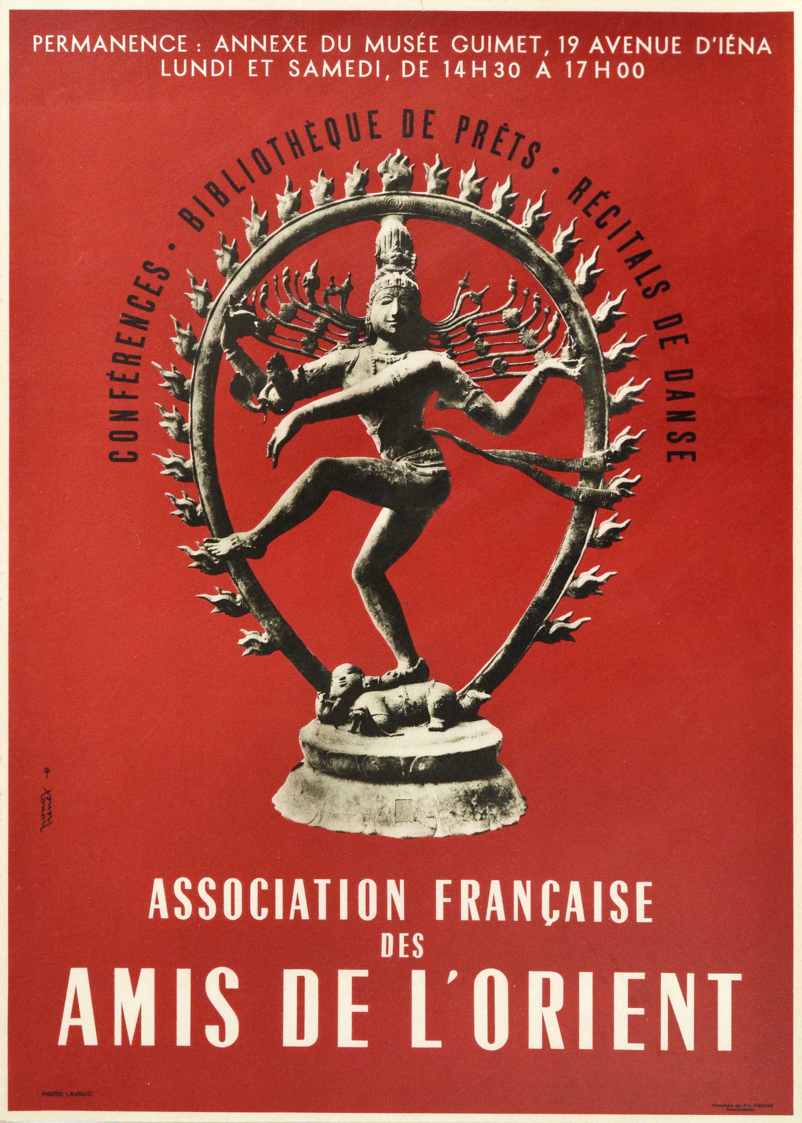 Advertising Poster Shiva Guimet Museum Orient: Original vintage advertising poster issued by Association Francaise des Amis de l'Orient / French Association of Friends of the Orient for Guimet National Museum of Asian Arts featuring a photograph o