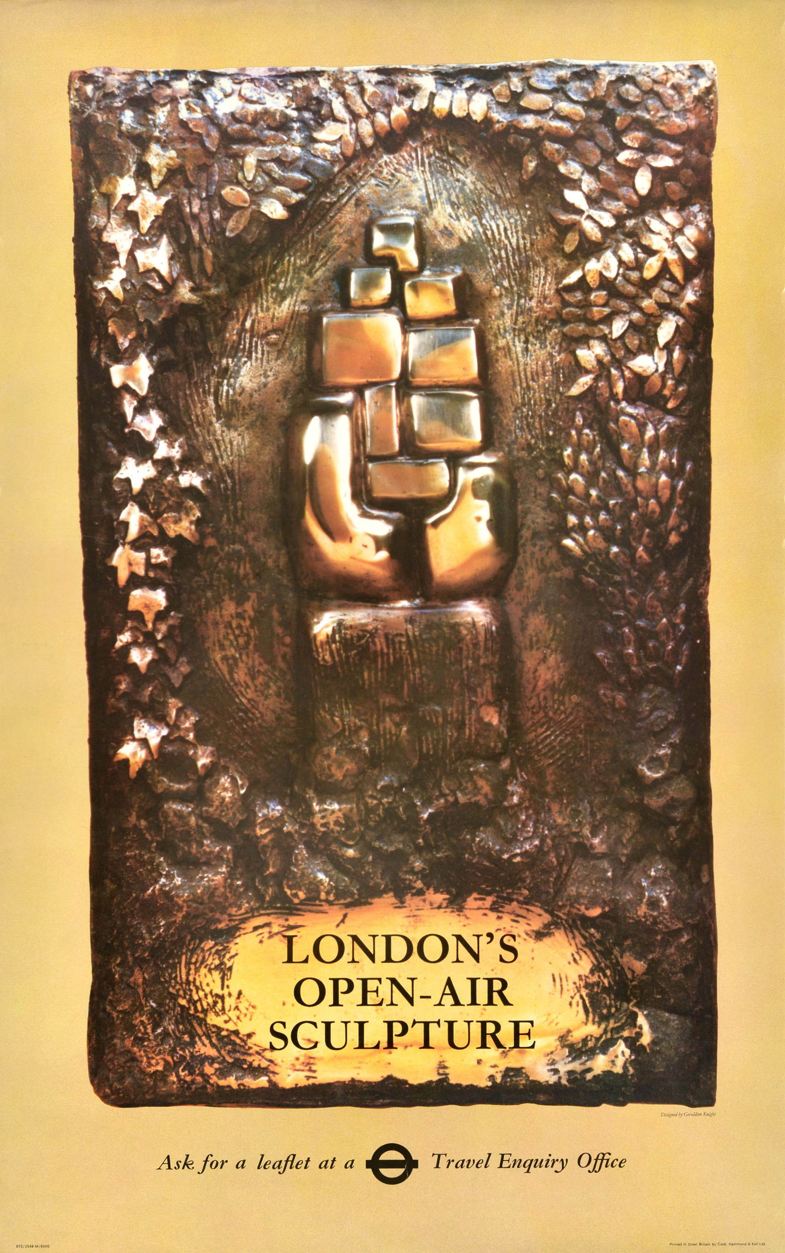 Travel Poster LT Geraldine Knight Sculpture London Transport: Original vintage London Transport poster - London's Open-Air Sculpture - featuring a bronze sculpture by Geraldine Knight (1932-2008) with the text and London Underground roundel logo below. Printed b