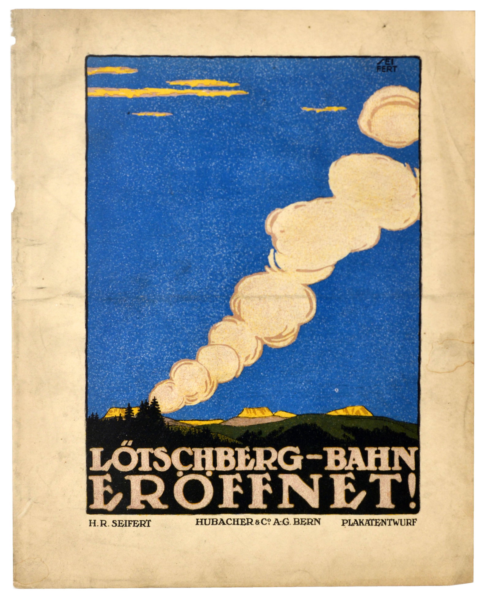 Travel Poster Lotschberg Bahn Railway Switzerland Seifert (1 of 1)