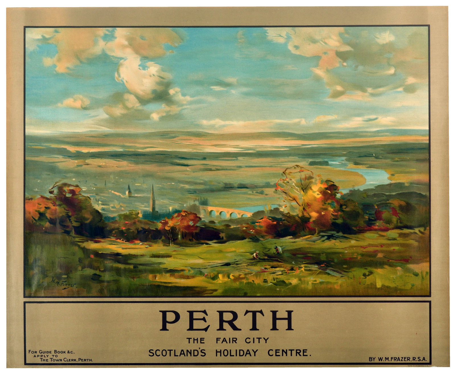 Travel Poster Perth Fair City Scotland LMS Railway Holiday Centre Frazer (1 of 1)