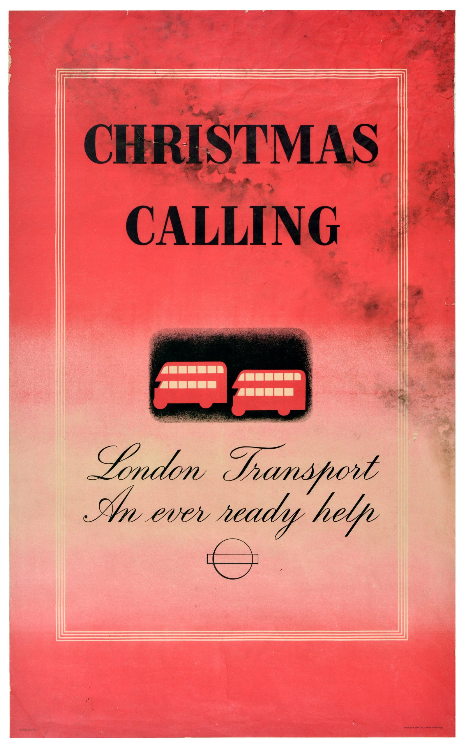 Travel Poster Art Deco Christmas Calling London Bus Transport Eckersley (1 of 1)