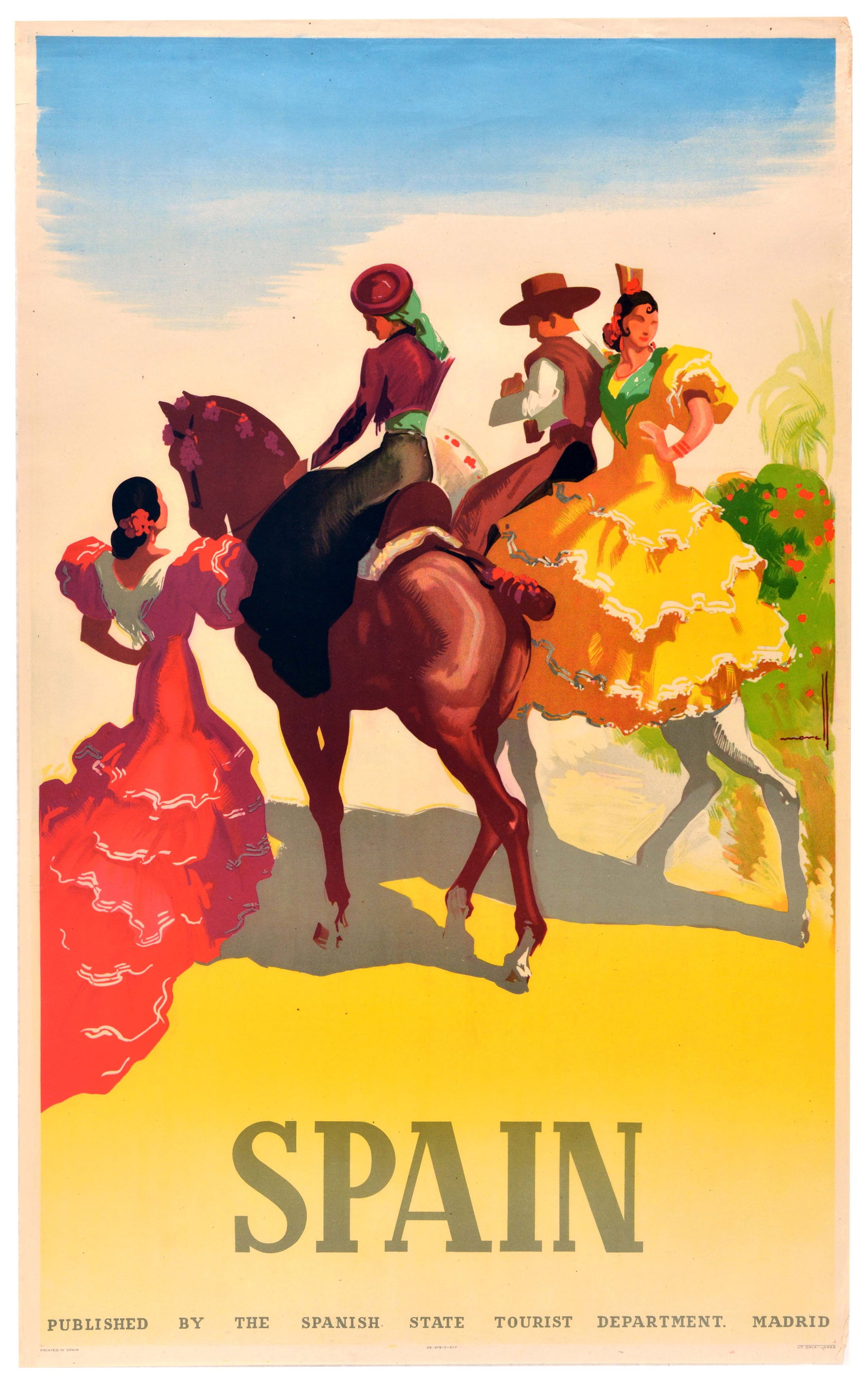 Travel Poster Espagne Spain Horses Jose Morell (1 of 1)