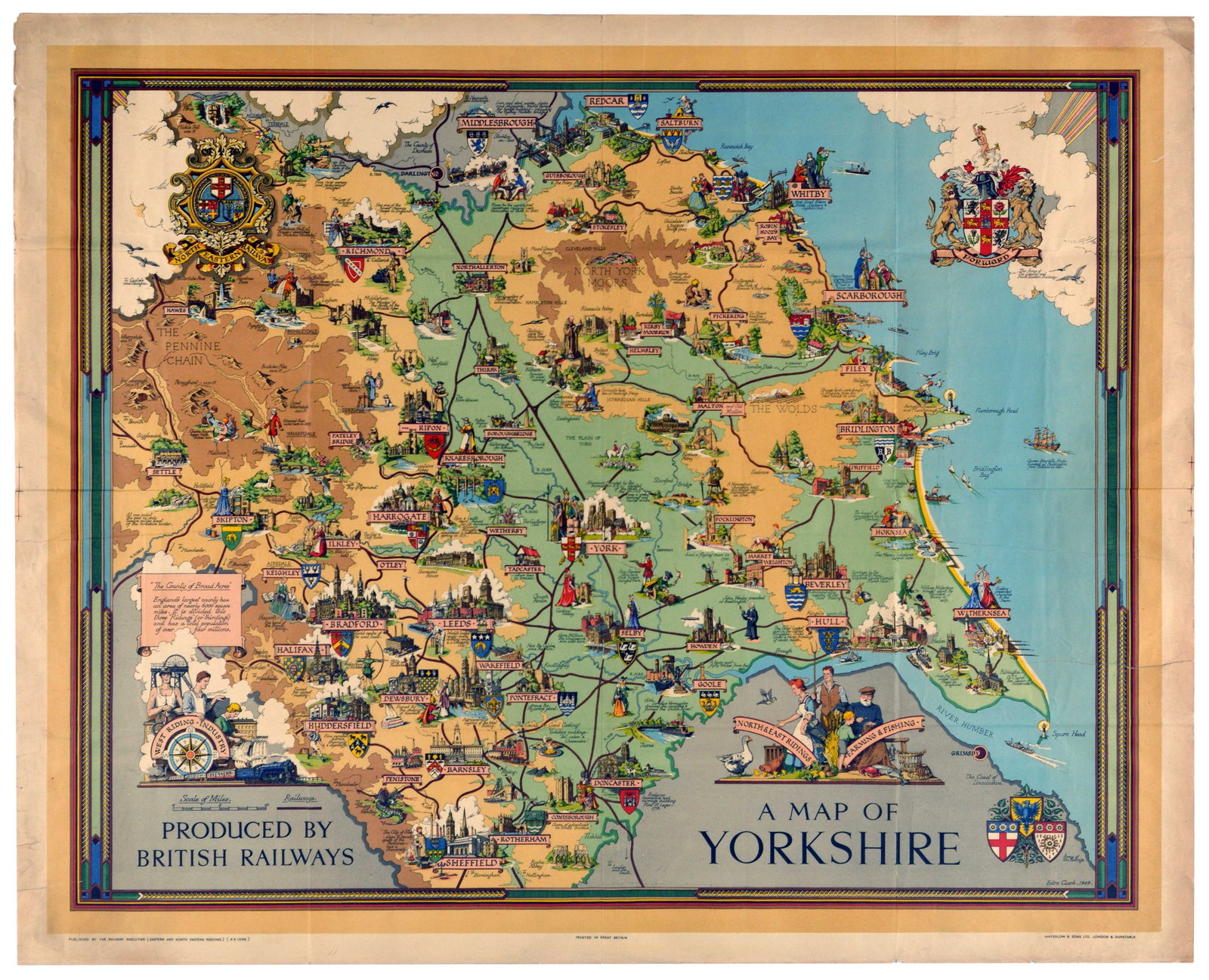 Travel Poster Yorkshire Map British Railways (1 of 3)