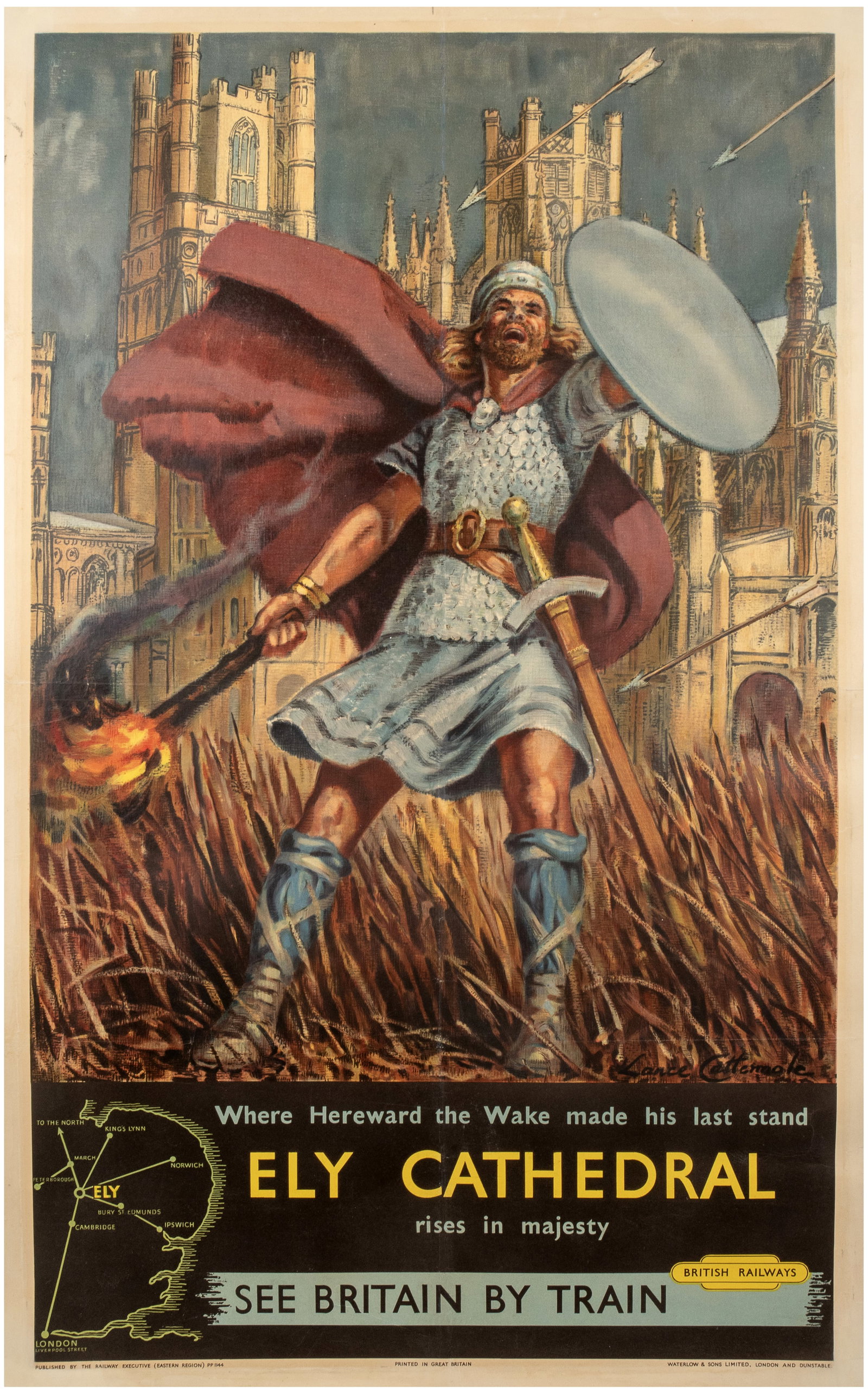 Travel Poster Ely Cathedral Hereward The Wake Lance Cattermole (1 of 1)