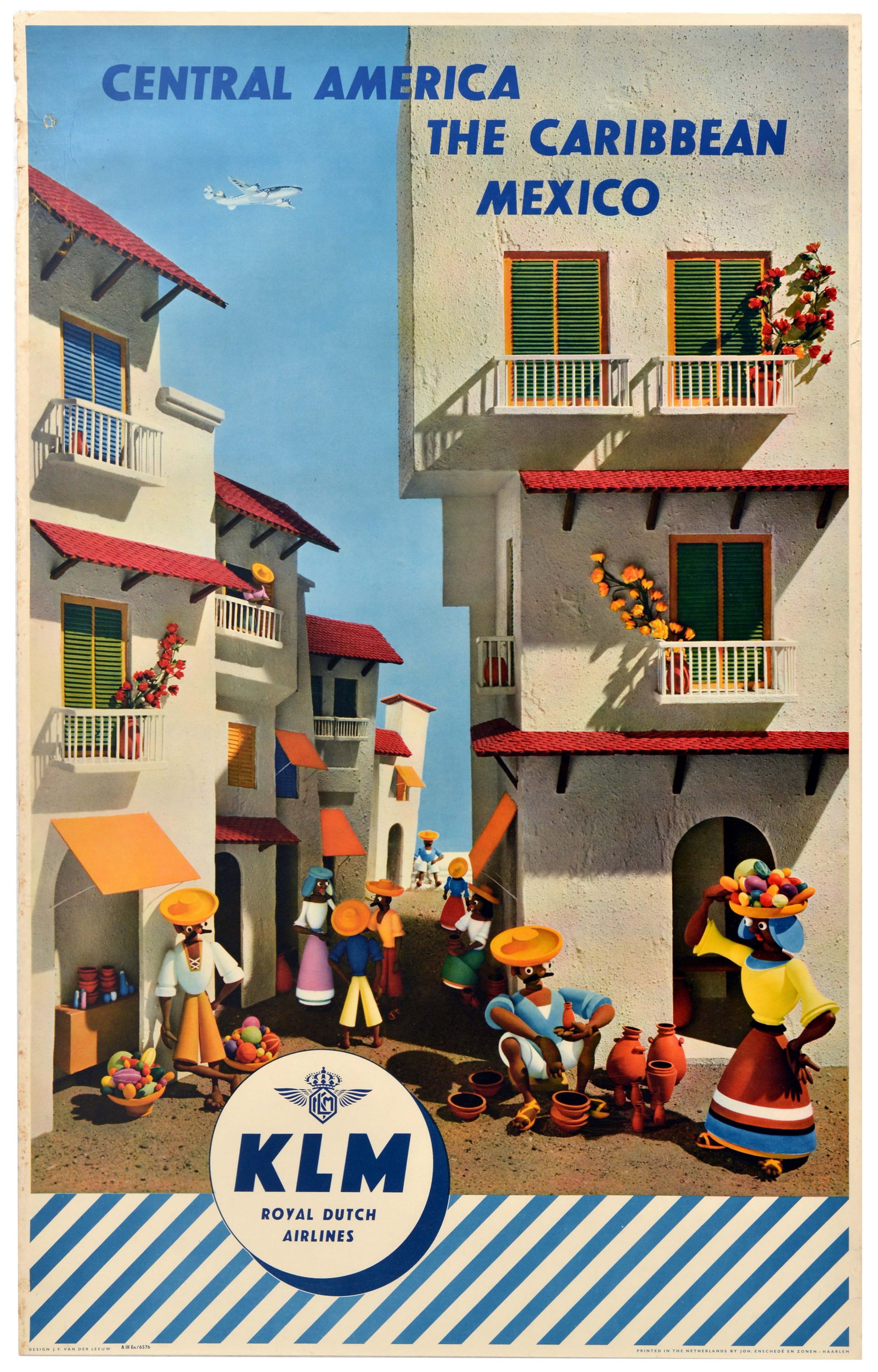 Travel Poster Central America Caribbean Mexico KLM Airlines (1 of 1)