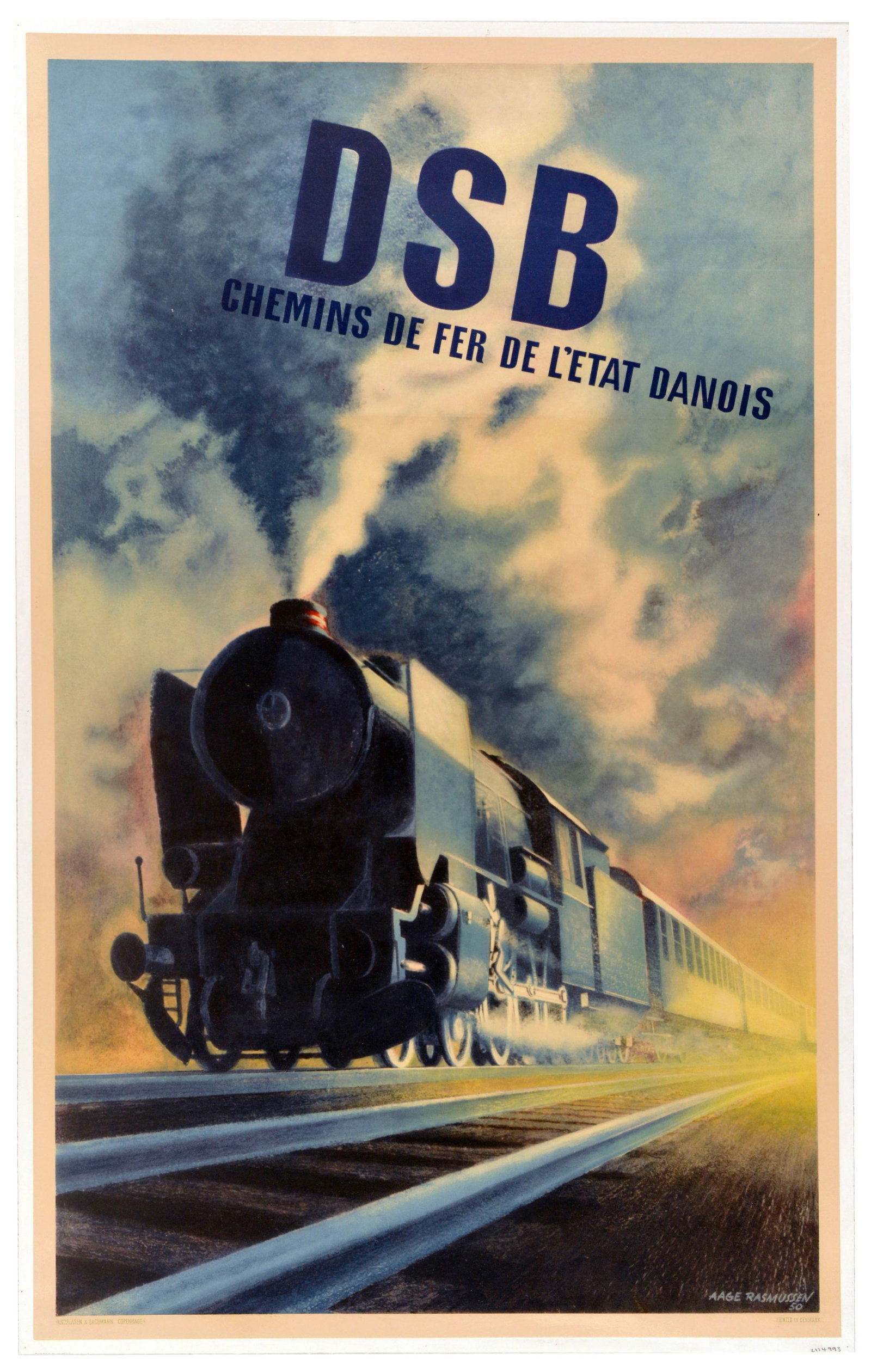Travel Poster DSB Danish State Railways Steam Train (1 of 1)