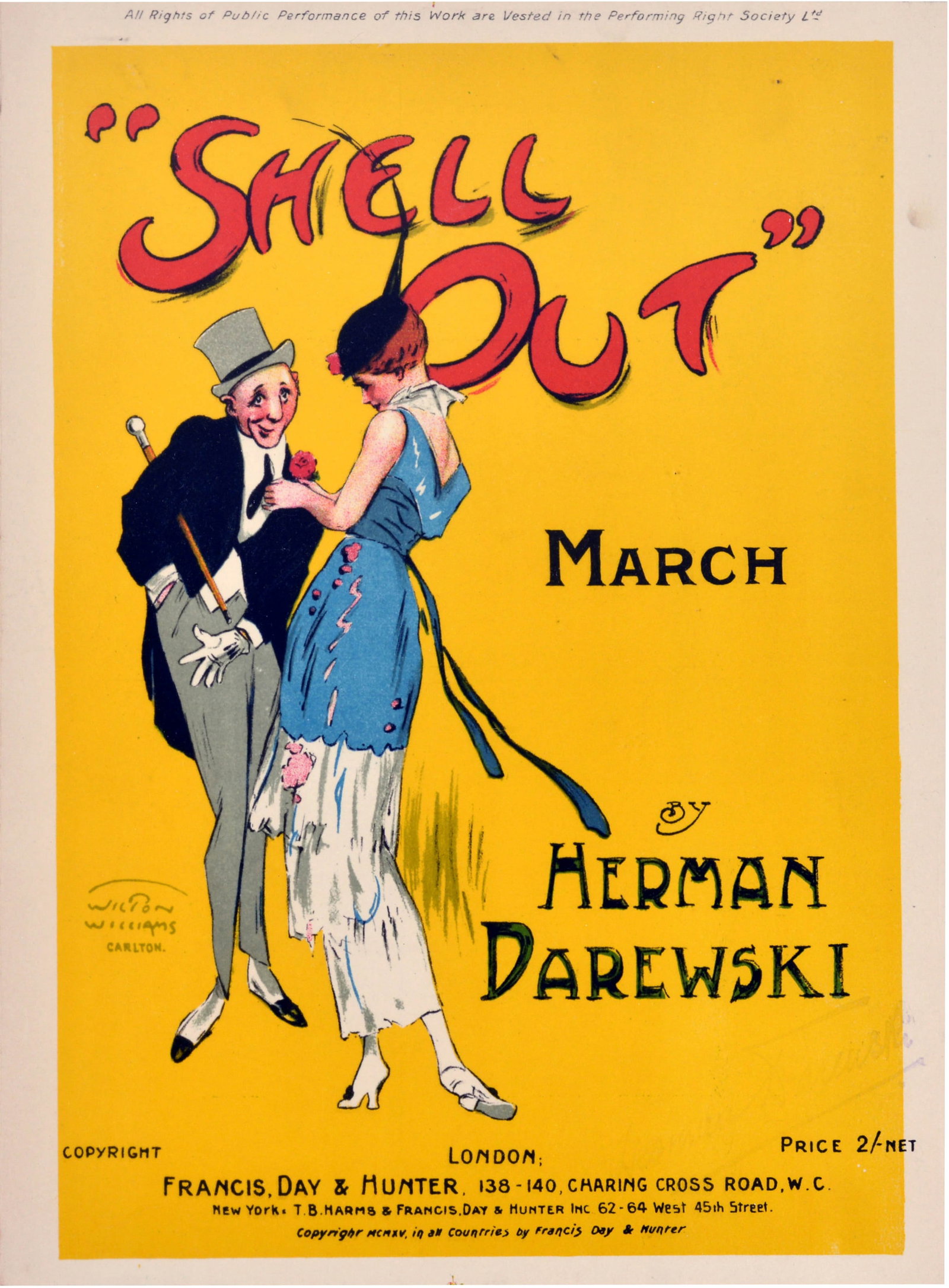 Music Sheet Shell Out Ragtime Music Comedy Herman Darewski: Original antique sheet music cover for Shell Out March, composed by the prolific British light music composer Herman Darewski (1883-1947). This piece comes from the Edwardian-era musical comedy revue 