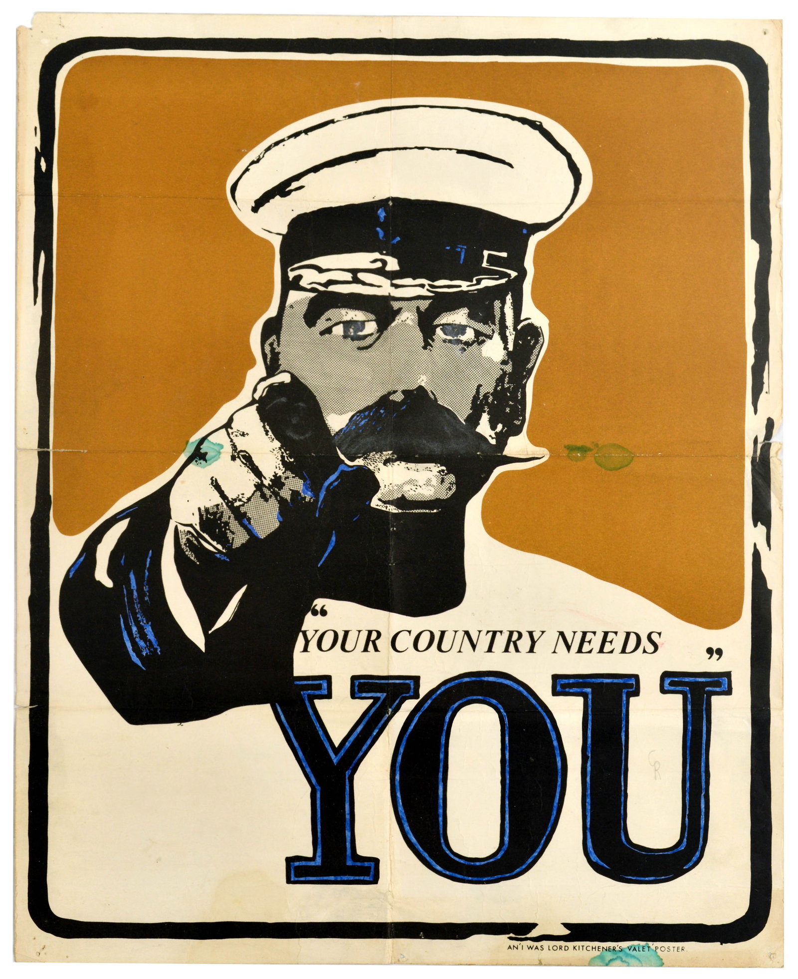 Advertising Poster Your Country Needs You I Was Lord Kitcheners Valet Pop Art: Original vintage pop art advertising poster printed in the late 1960s for the iconic Swinging London fashion boutique - I Was Lord Kitchener's Valet - Design features a stylised reproduction of the ic