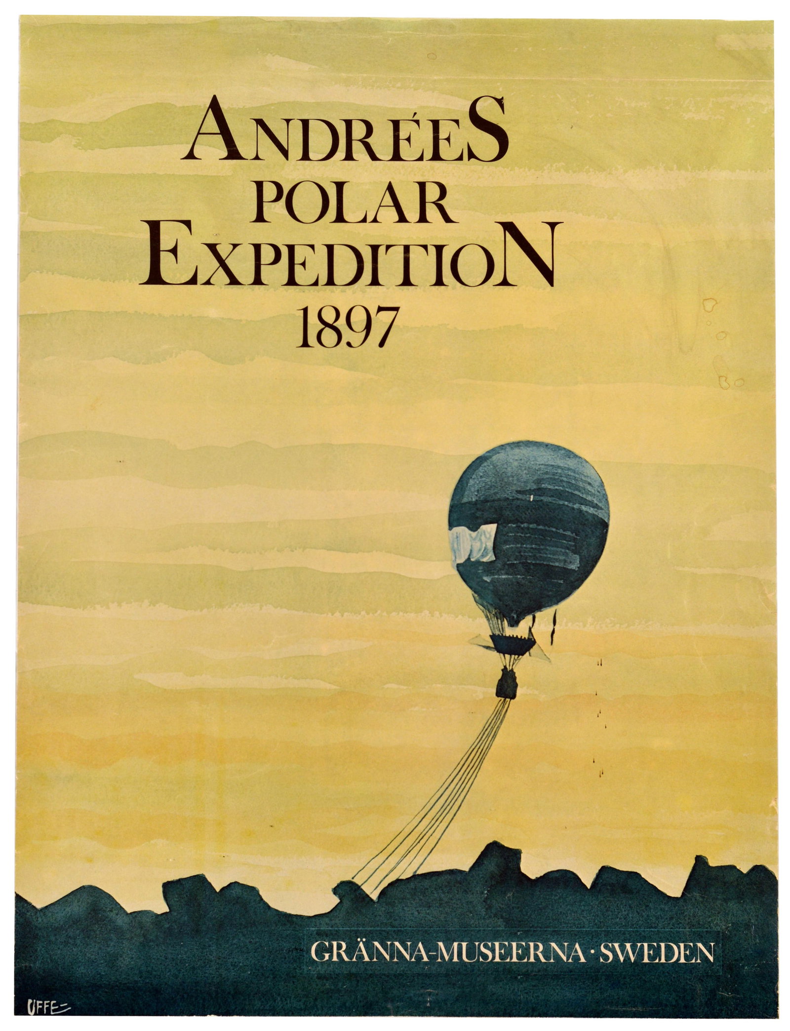 Advertising Poster Andrees Polar Expedition Granna Museum: Original vintage Swedish exhibition poster - Andrees Polar Expedition 1897, published by the Granna Museums (Granna-Museerna) in Sweden to commemorate the ill-fated Arctic balloon voyage led by S. A. 