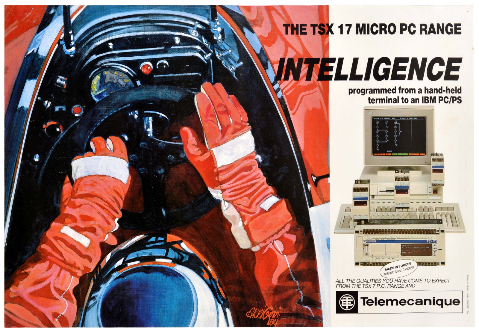 Advertising Poster Formula 1 Driver Motor Race Early Computer Telemecanique TSX 17 Micro PC (1 of 1)