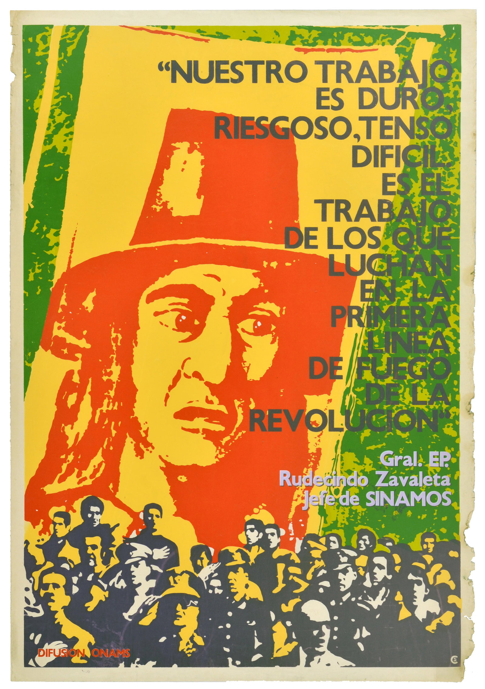 Propaganda Poster Sinamos Peru Juan Velasco Alvarado: Original vintage political propaganda poster issued by SINAMOS Sistema Nacional de Apoyo a la Movilizacion Social / National System for Support of Social Mobilisation, during the revolutionary militar