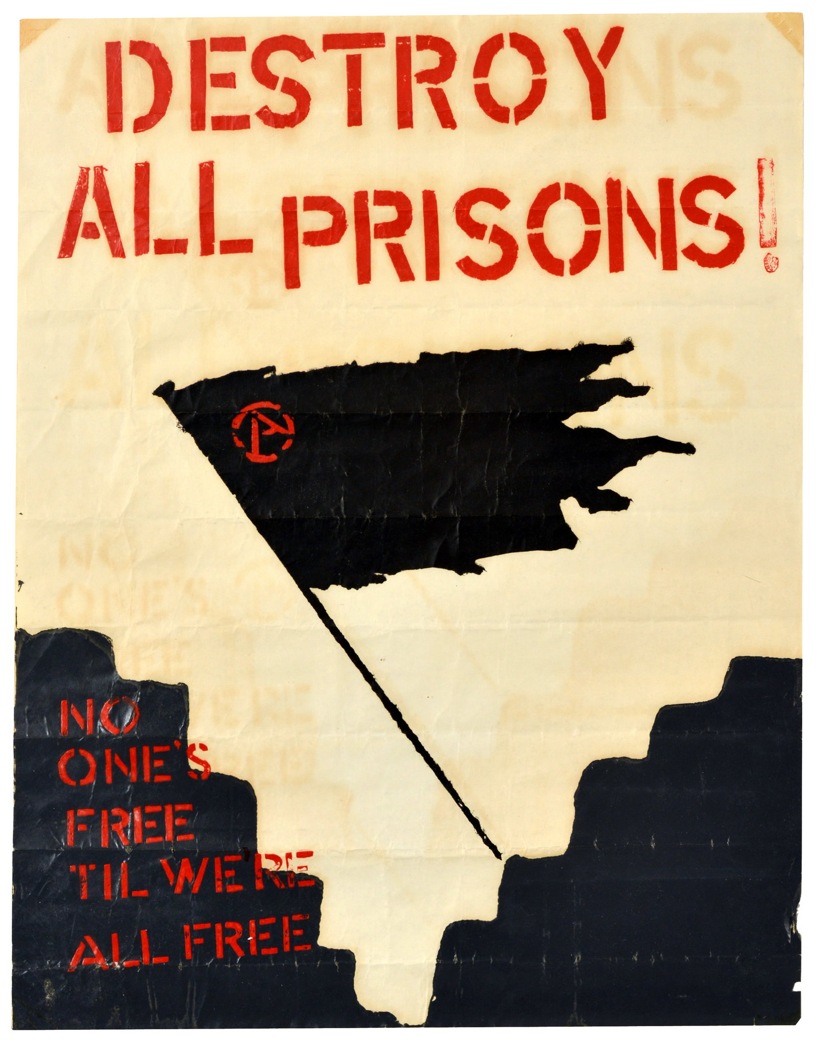 Propaganda Poster Destroy All Prisons Anarchy Flag Politics (1 of 1)