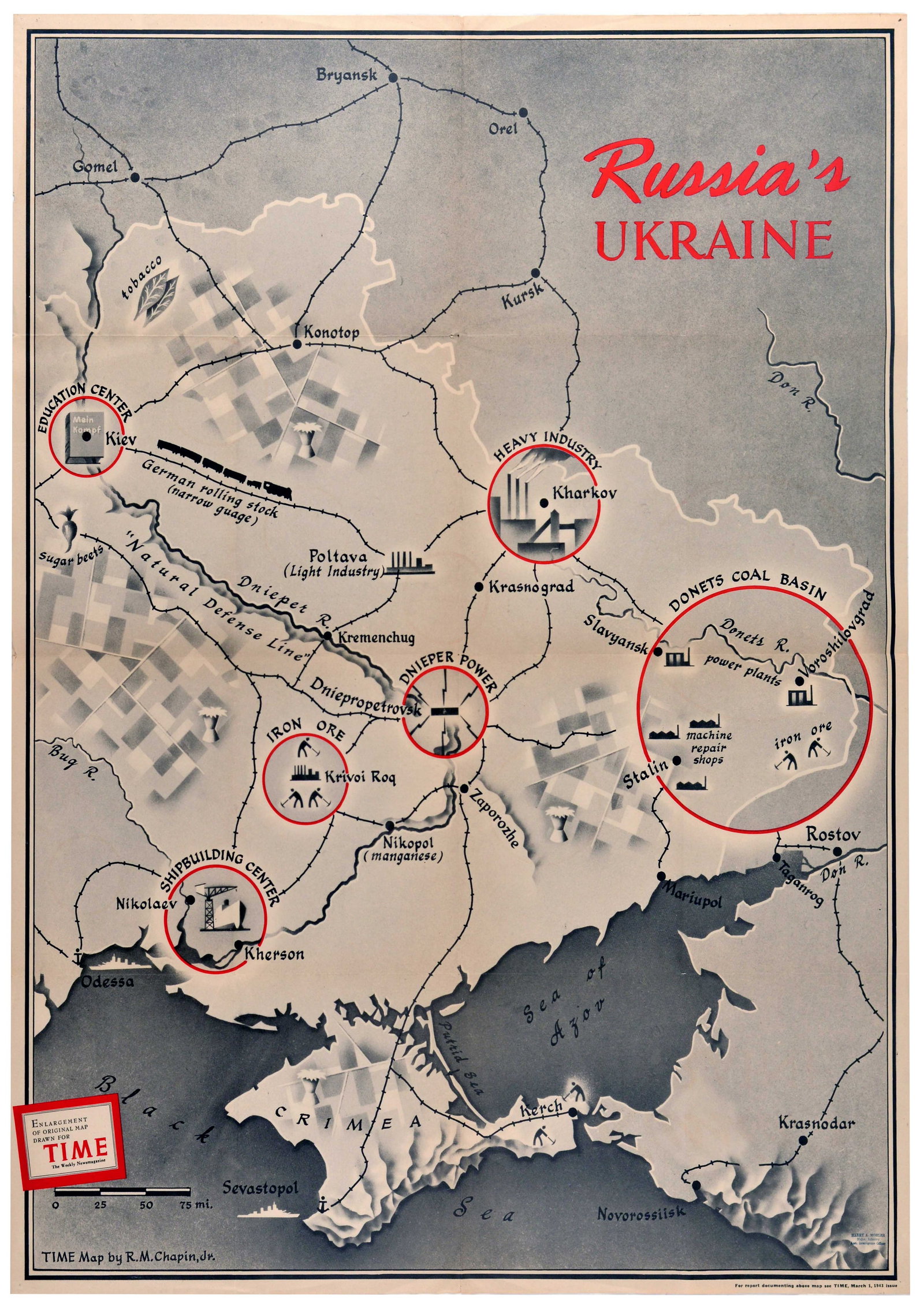 War Poster Russia Ukraine WWII Time Magazine Map: Original vintage mid-century American news map poster titled Russia's Ukraine, created by the renowned cartographer Robert M. Chapin Jr. for TIME Magazine and published on 3 March 1941, pictorial map 