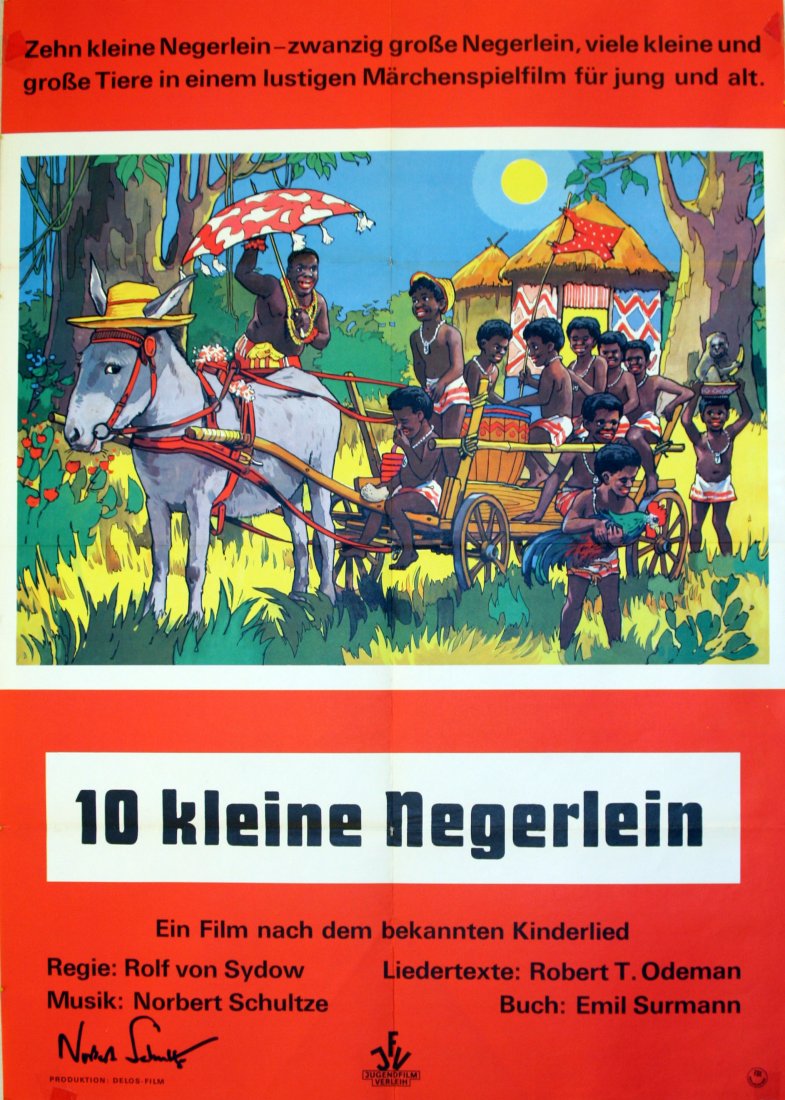 Original movie poster 10 Kleine Negerlein Germany: Original vintage cinema poster for Zehn Kleine Negerlein (adaptation of Agatha Christie's Ten Little Indians), a 1954 German children's film starring Thomas Ngambi, Harry Mambo and Josefine Bachert. T