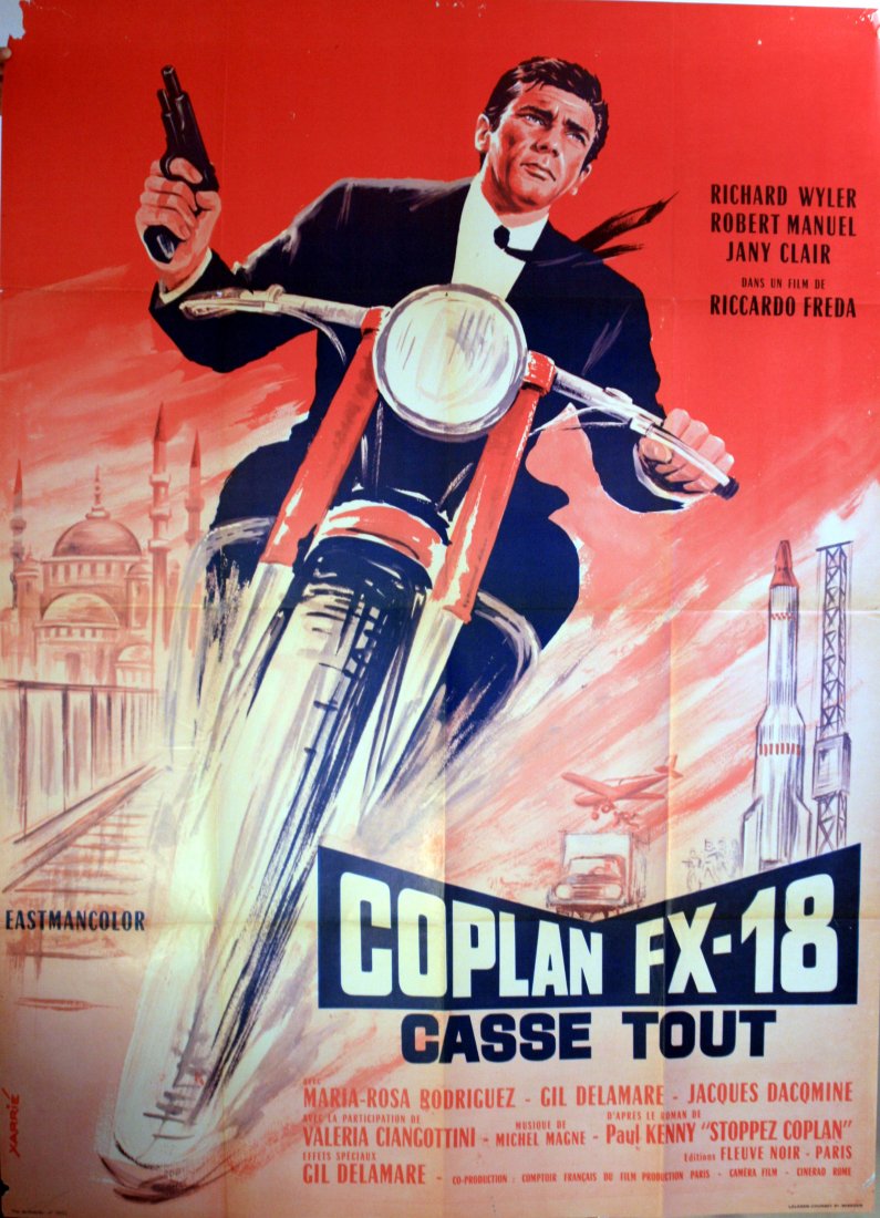 Original movie poster Spy Film Coplan FX-18: Coplan FX-18 Original vintage film poster. The first of two Francis Coplan spy films directed by veteran Riccardo Freda, this flamboyant entry has FX-18 (Richard Wyler of British television's The Man