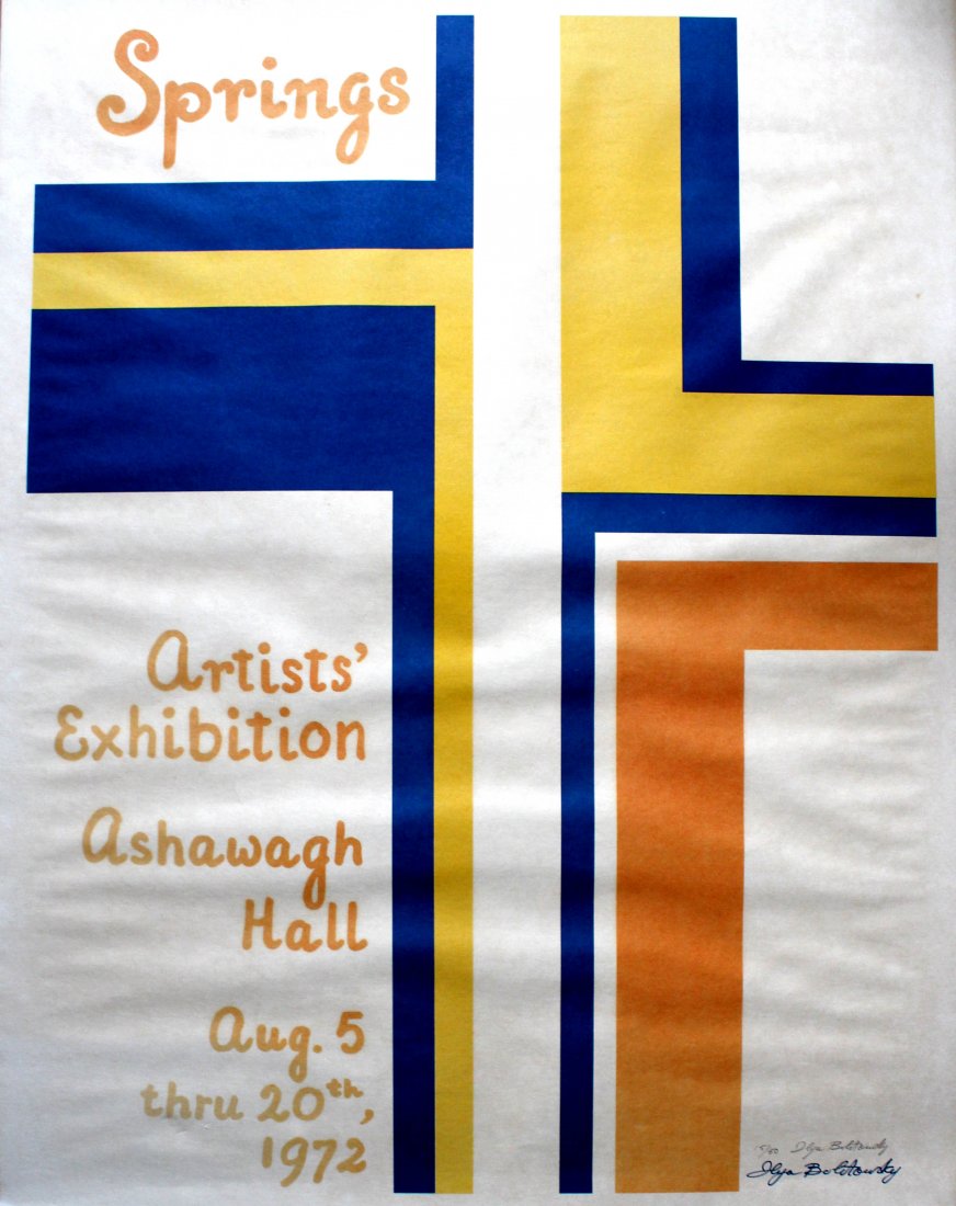 Advertising Posters Artist Exhibition Ilya Bolotowsky: Artist Exhibition Ilya Bolotowsky Original vintage advertising poster - Spring Artists' Exhibition Ashawagh Hall 5-20 August 1972 - featuring a colourful geometric design by the notable abstract artis