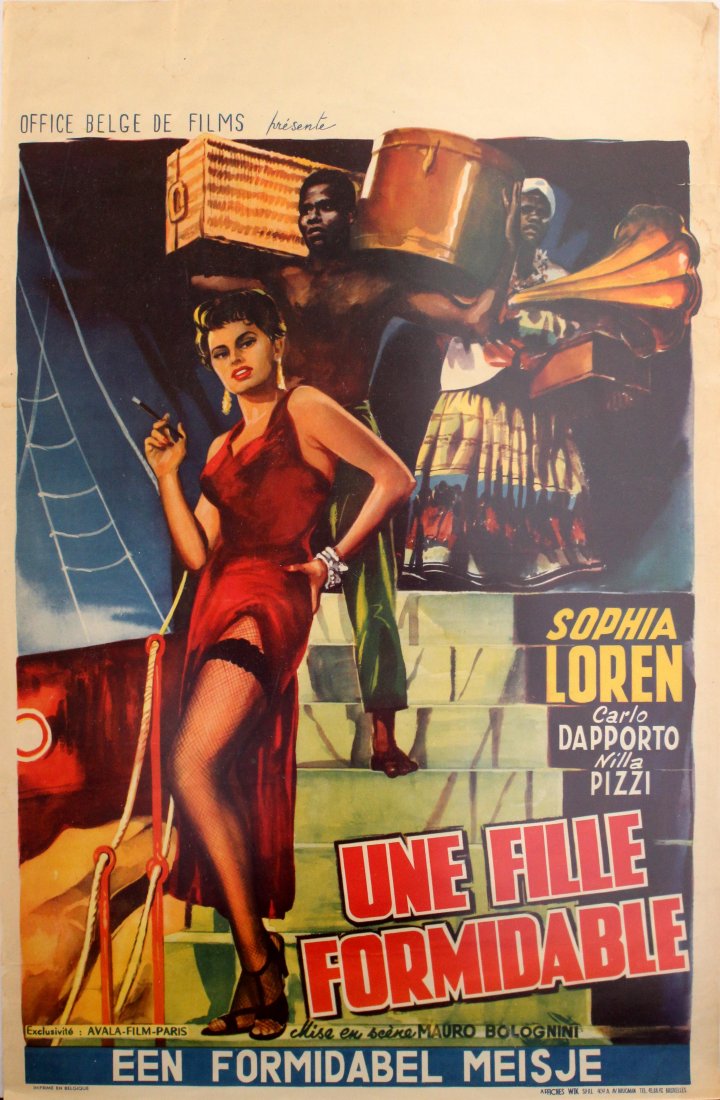Cinema Posters Fille Formidable Sophia Loren: Fille Formidable Sophia Loren Original movie poster for the Belgian release of the Italian film, Ci Troviamo in Galleria (Une Fille Formidable), starring Nilla Pizzi, Carlo Dapporto and Sophia Loren; 