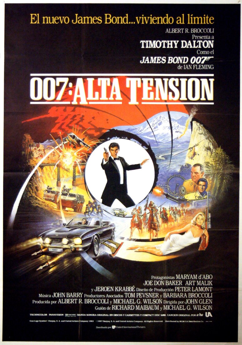 Cinema Posters James Bond The Living Daylights: James Bond The Living Daylights Original vintage film poster for the 007 movie, The Living Daylights (aka 007: Alta tension), starring Timothy Dalton, Maryam d'Abo and Jeroen Krabbe. Spanish release. 