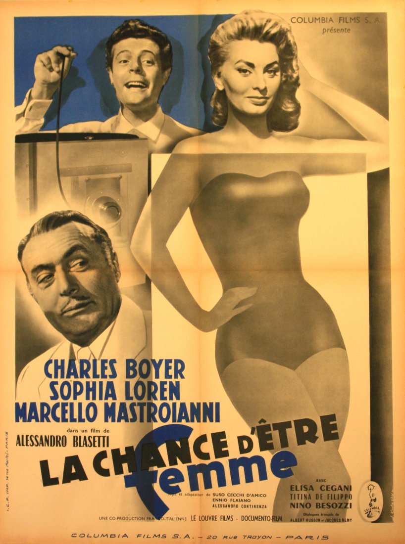 Cinema Posters La Chance d'Etre Femme: La Chance d'Etre Femme Original vintage film poster for the French release of the 1956 Italian movie, La Chance d'Etre Femme (aka La Fortuna di Essere Donna / Lucky to be a Woman / What a Woman!), sta