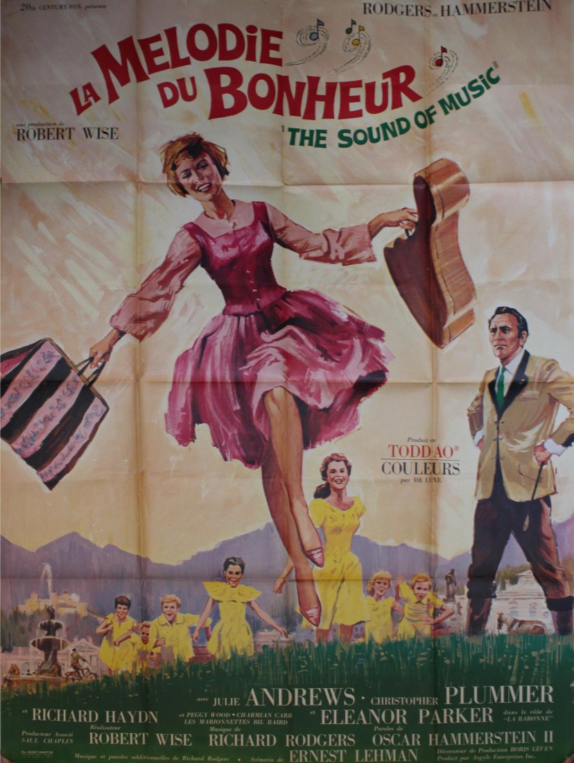Cinema Posters The Sound of Music: The Sound of Music Original vintage film poster for the musical movie, The Sound of Music - La Melodie du Bonheur, starring Julie Andrews as the governess to the seven von Trapp children whose father,