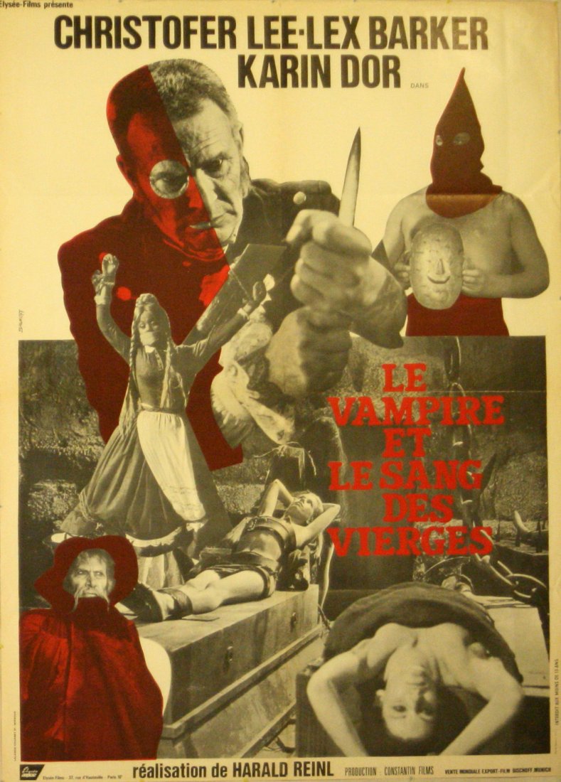 Cinema Posters The Vampire and the Blood of the Virgins: The Vampire and the Blood of the Virgins Original vintage movie poster for the French release of the 1967 German film, Die Schlangengrube und das Pendel (aka Le Vampire et le Sang des Vierges / The To
