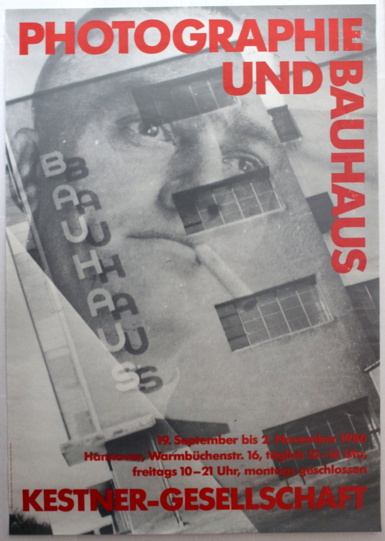 Photography and Bauhaus Exhibition Advertising Poster: Photography and Bauhaus Exhibition. Printed for exhibition in Hannover. Good condition, folds and creases.. Germany, 1986, designed by Kurt Kranz and Kurt Schmidt, 1986, 84x59.5cm.