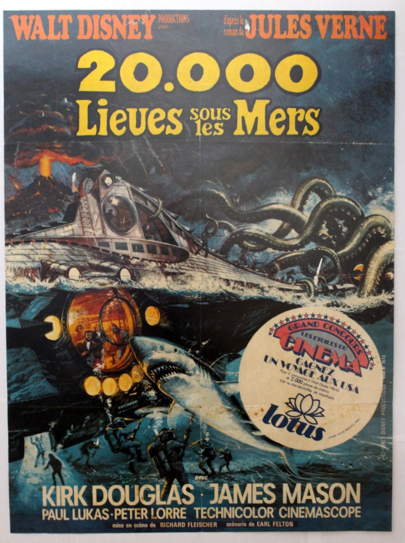 20,000 Leagues Under the Sea Disney Movie poster: 20,000 Leagues Under the Sea Disney. Original vintage poster. In 1866, Professor Pierre M. Aronnax (Paul Lukas) and his assistant Conseil (Peter Lorre), stranded in San Francisco by reports of a giant
