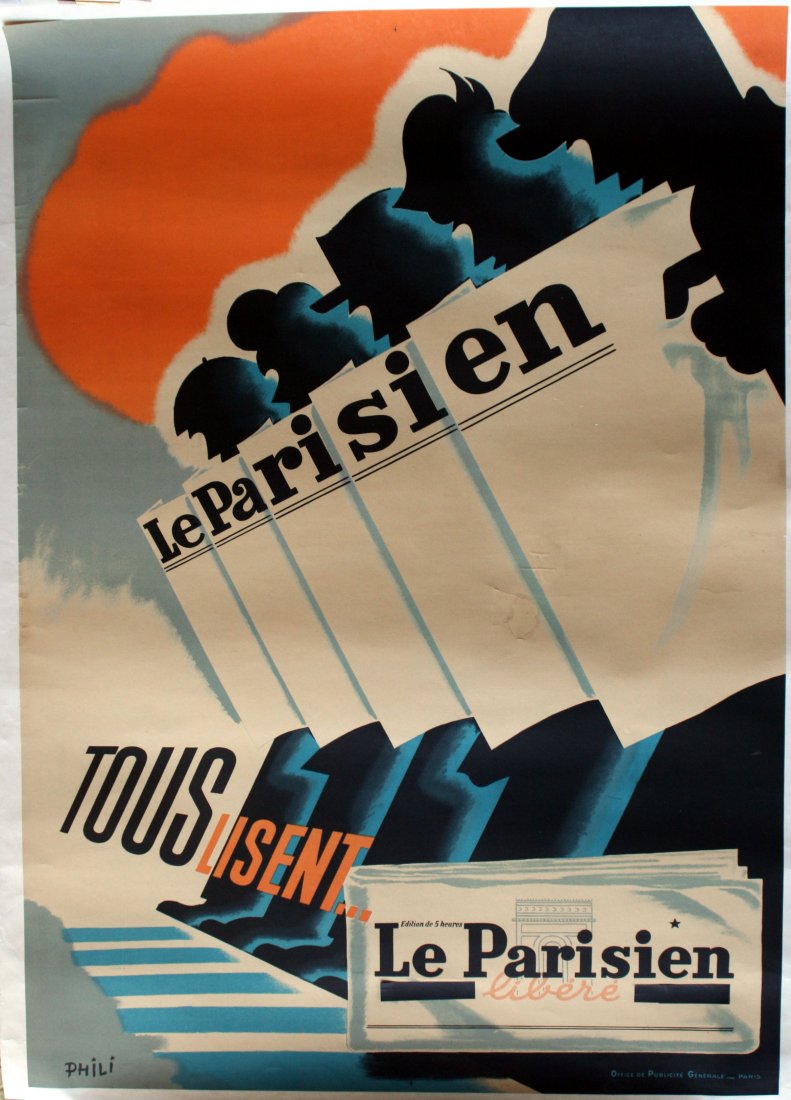 Art Deco Poster Le Parisien Libere Tous (1 of 1)