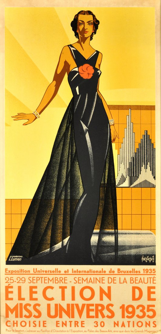 Art Deco Poster Miss Universe 1935 Beauty Peagant (1 of 1)