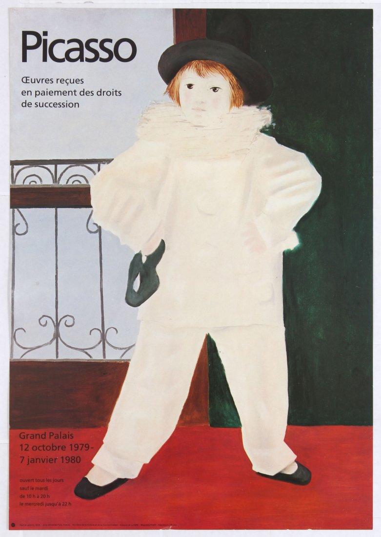 Exhibition Advertising Poster â€“ Picasso Grand Palais: Exhibition Advertising Poster Picasso, Works received in payment of inheritance tax Grand Palais, Paris 1979-1980. Poster 4: Paul as a Pierrot. Country: France. Year: 1979. Artist: Pablo Picasso. Size