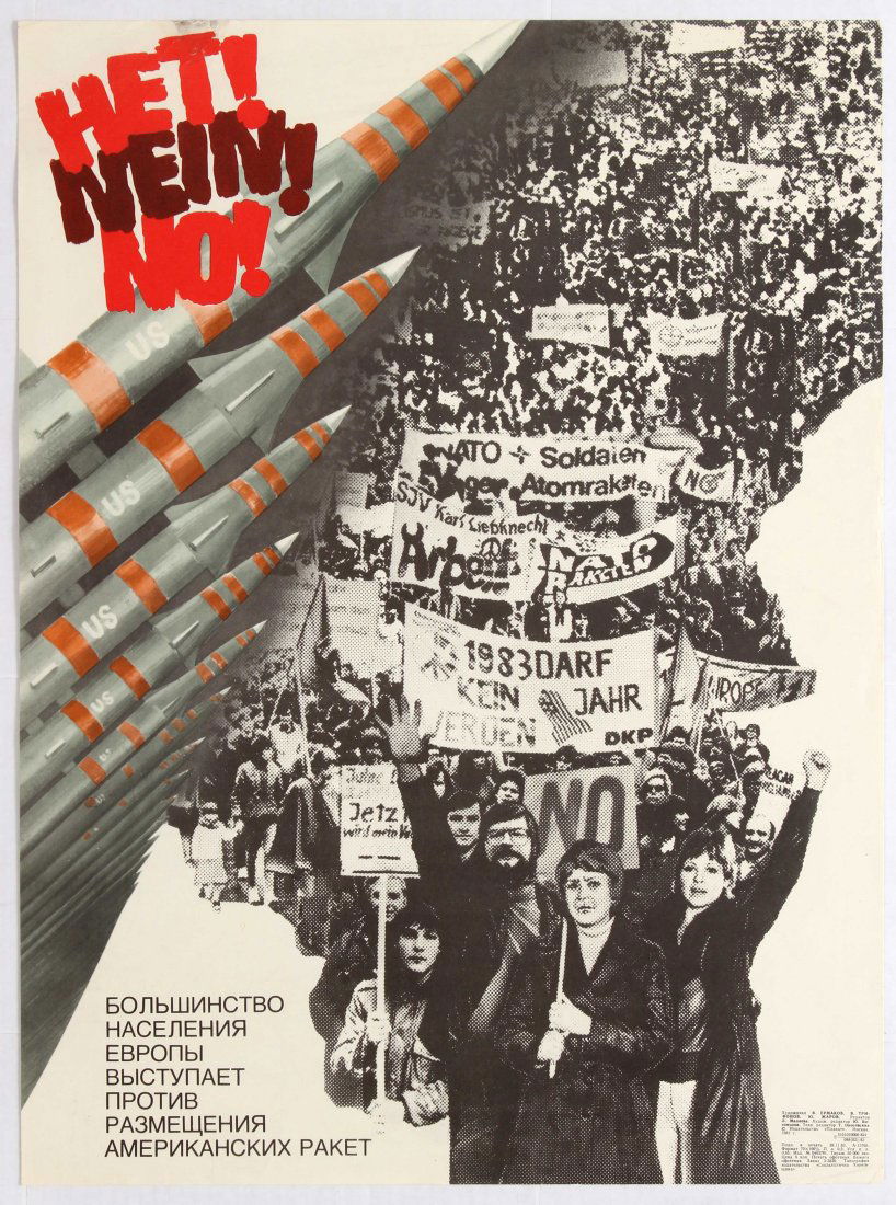 Soviet Propaganda Poster No to USA Rockets in Europe (1 of 1)