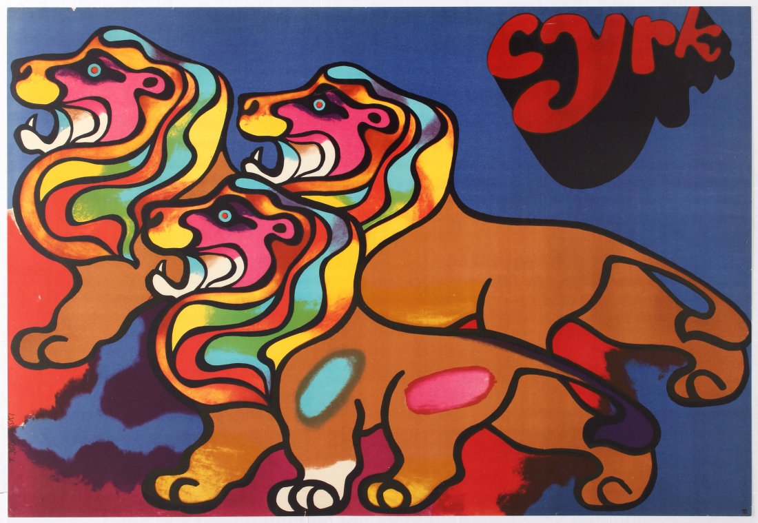 Advertising Poster Circus Cyrk Psychedelic Lion (1 of 1)