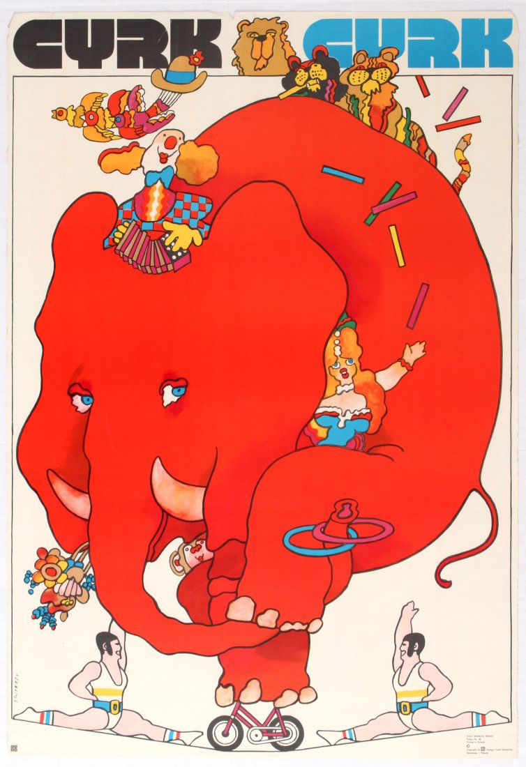 Advertising Poster Circus Cyrk Red Elephant (1 of 1)