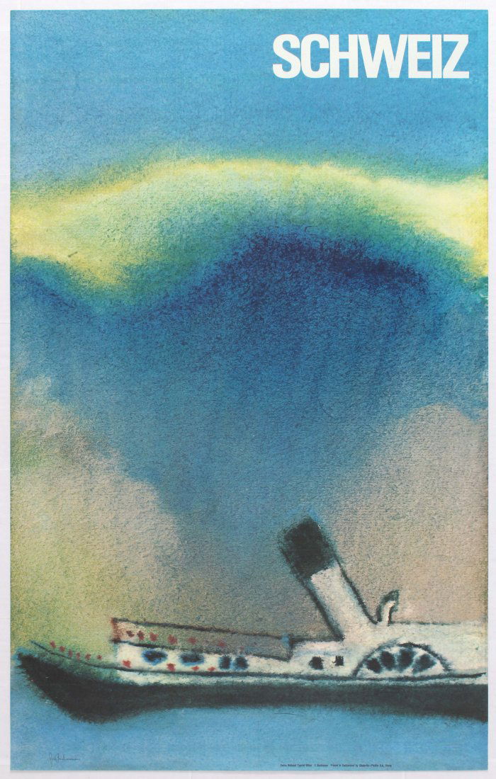 Travel Poster Switzerland Steam Boat Bachmann (1 of 1)