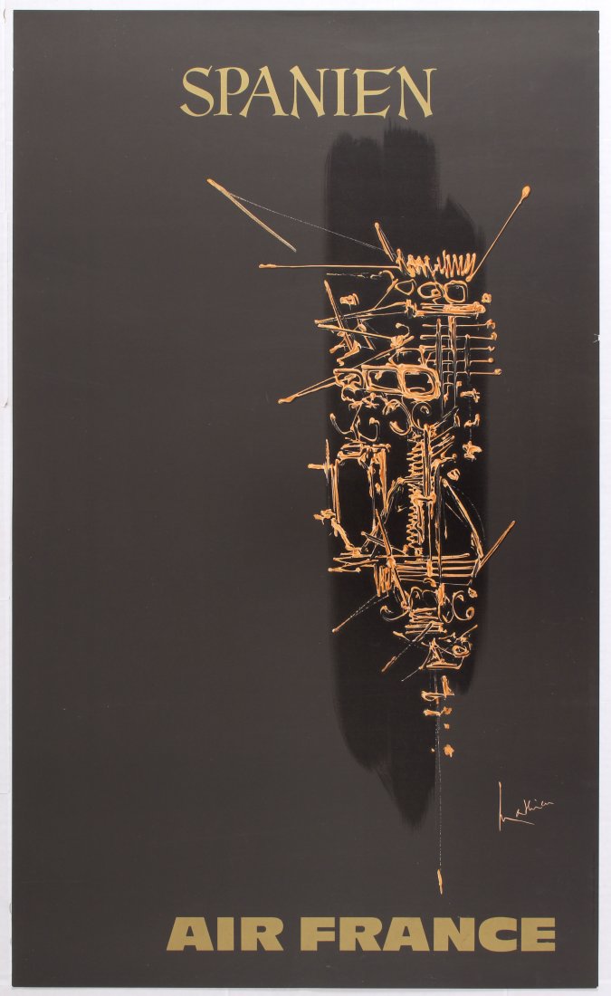 Travel Poster Air France Spain: Travel Poster Air France - Spain. Country: France. Year: 1968. Artist: Georges Mathieu. Size (cm): 100x60. Very good condition, minor tear in right margin.