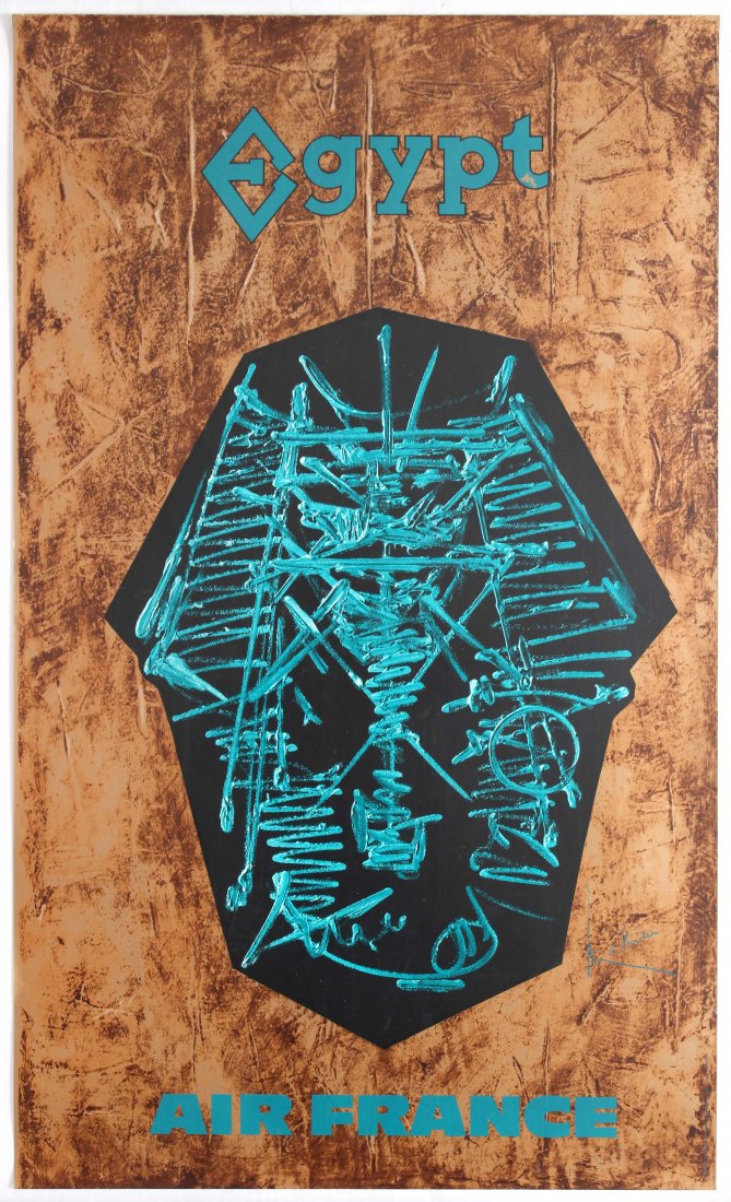 Travel Poster Air France Egypt: Air France Airline Poster. Country: France. Year: 1968. Artist: Georges Mathieu. Size (cm): 100x60. Excellent condition.