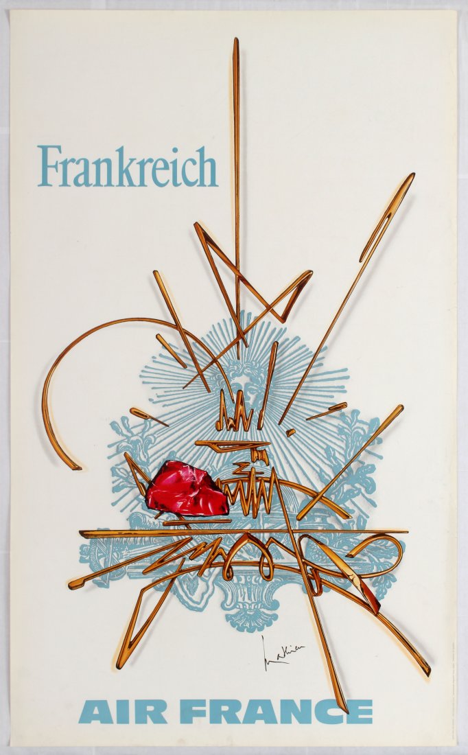Travel Poster Air France France: Air France Airline Poster. Country: France. Year: 1968. Artist: Georges Mathieu. Size (cm): 99.5x59.5. Very good condition, faint scratches marks in right margin