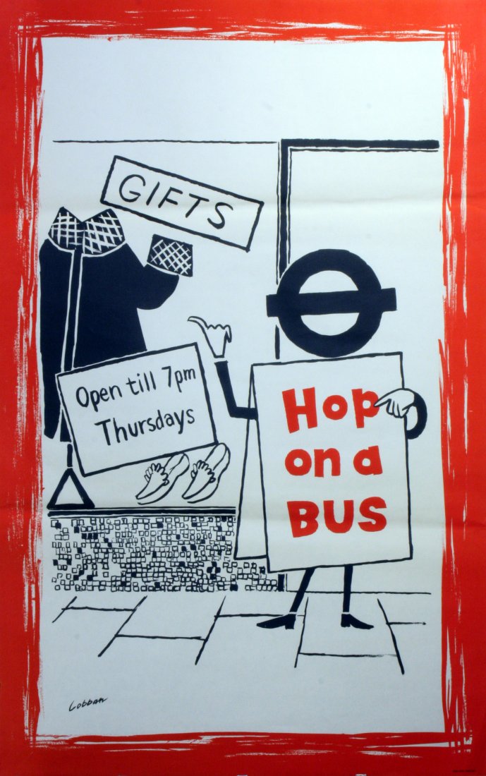 Original Advertising Poster London Transport Bus Shop (1 of 1)