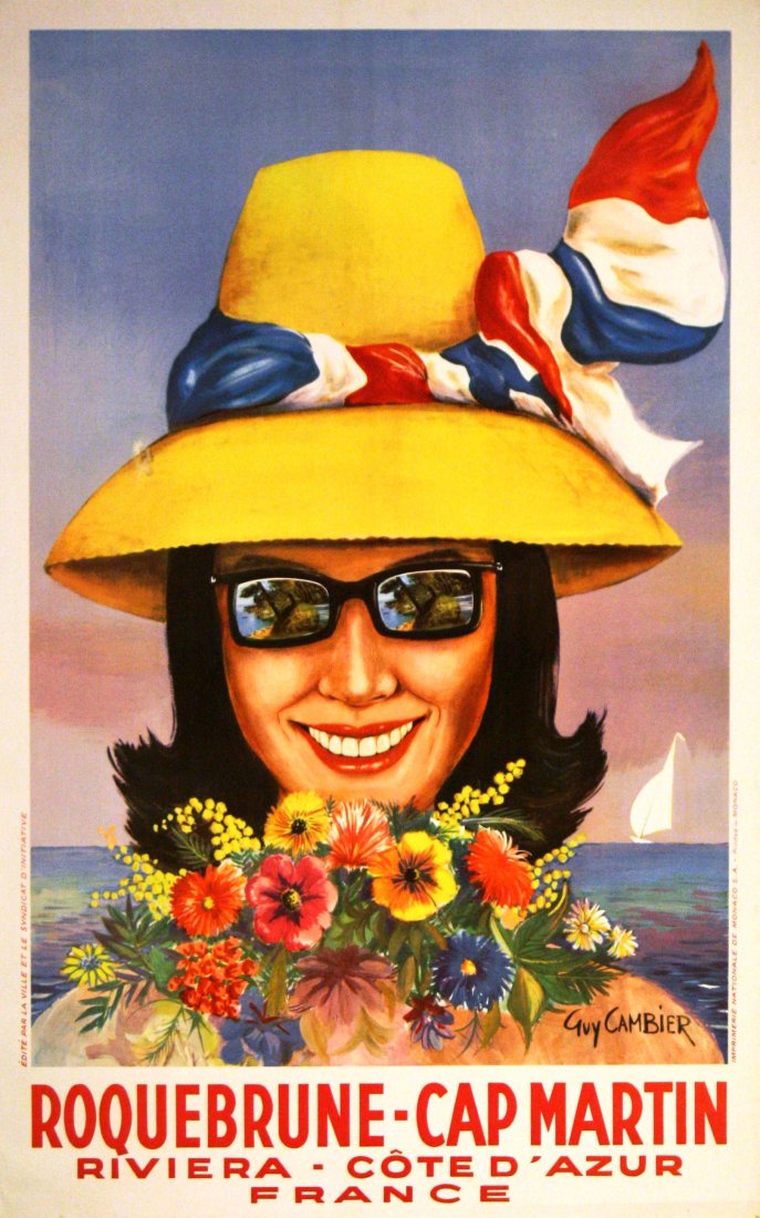 Travel Poster Roquebrune Riviera Cote d'Azur (1 of 1)