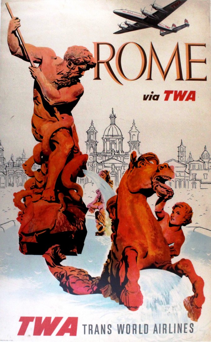 Travel Poster Rome Italy TWA Klein (1 of 1)